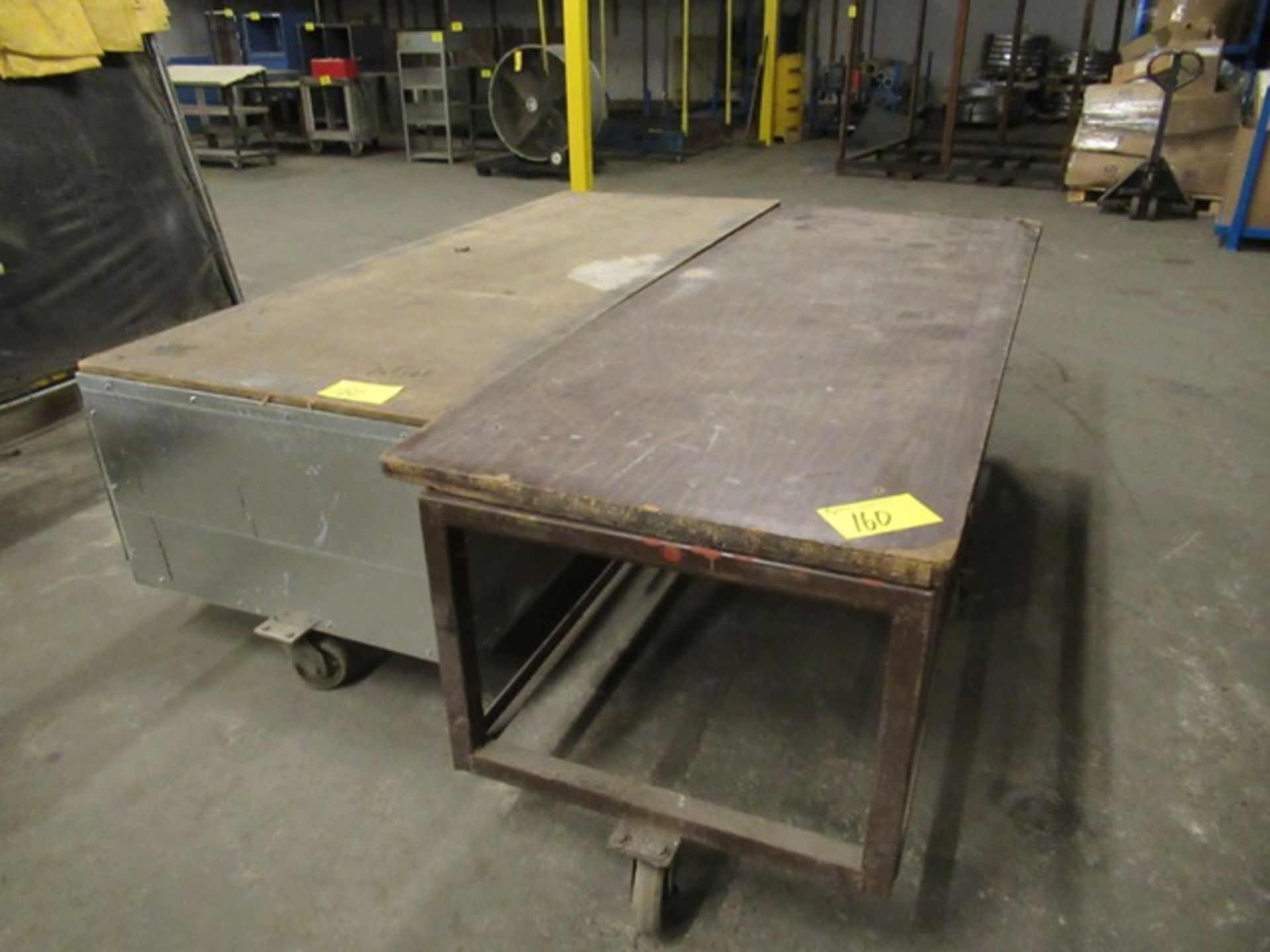 LOT 2 ASST. STEEL & WOOD TOP 39"X97", 32"X96" PORTABLE LAYOUT TABLES