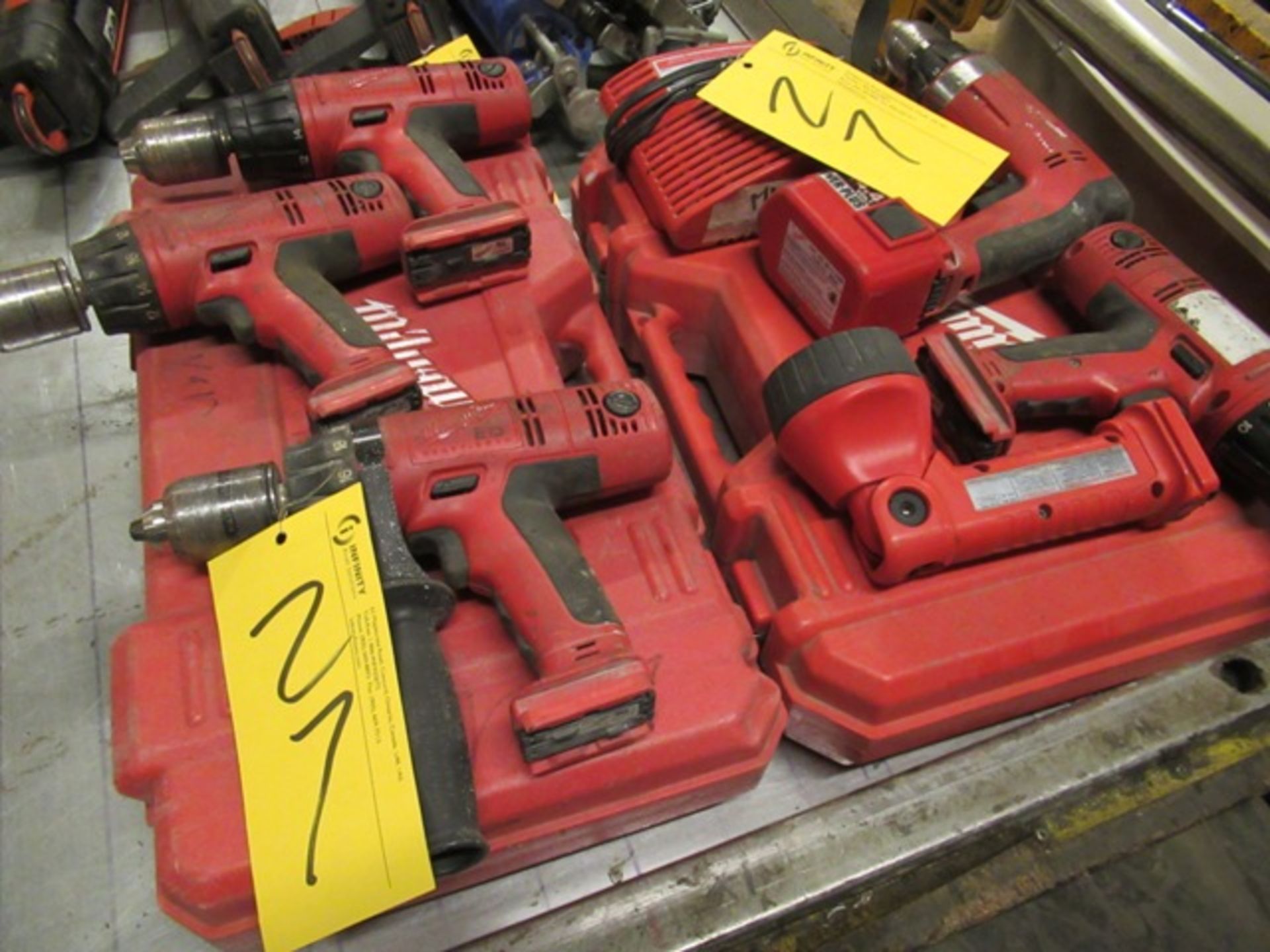 LOT ASST. MILWAUKEE 14.4V CORDLESS DRILLS, ETC.