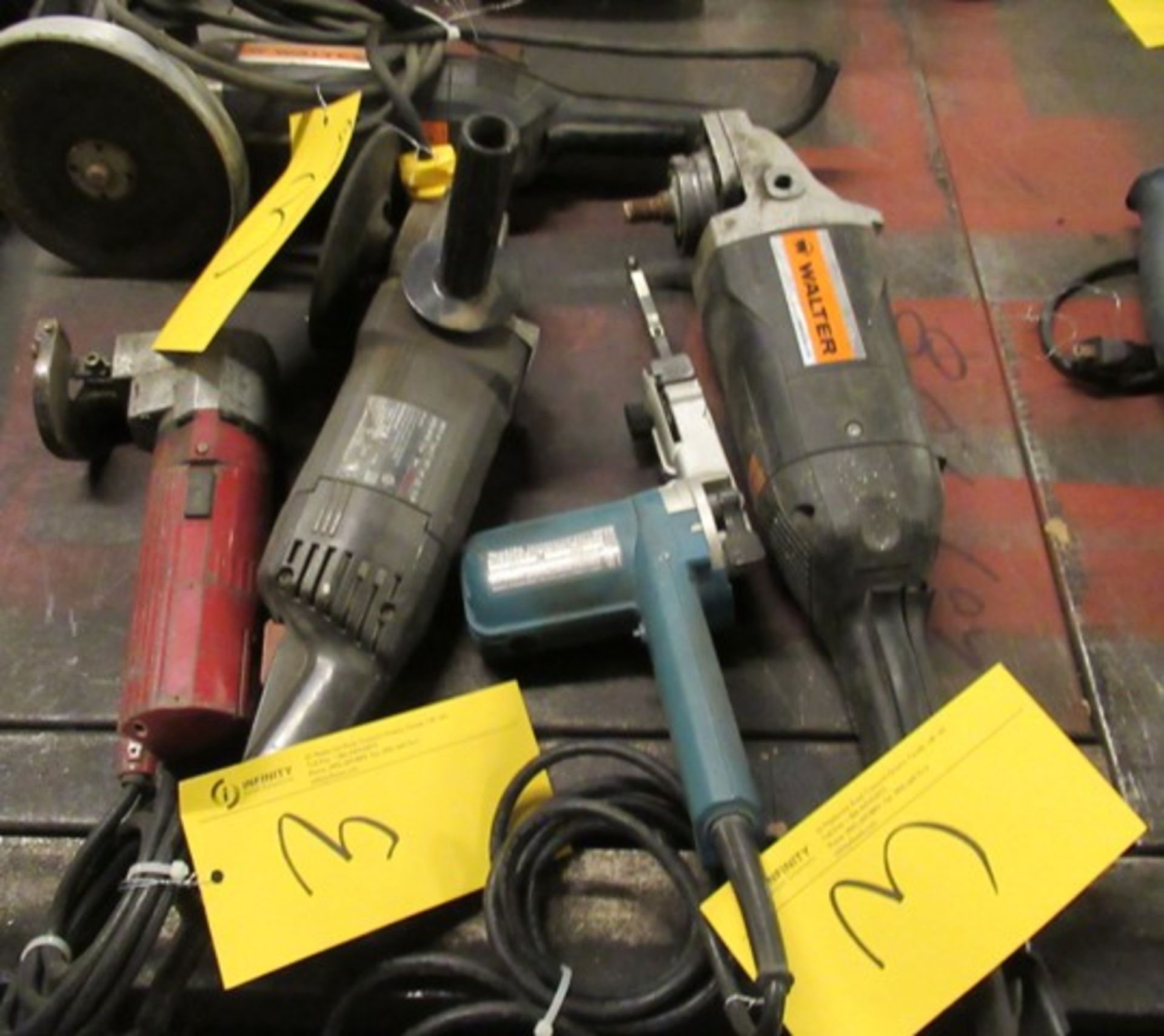 LOT 5 PC. ASST. WALTER 6" ANGLE GRINDERS, B&D 6" ANGLE GRINDER, MAKITA 9032 FILE SANDER, NIBBLER