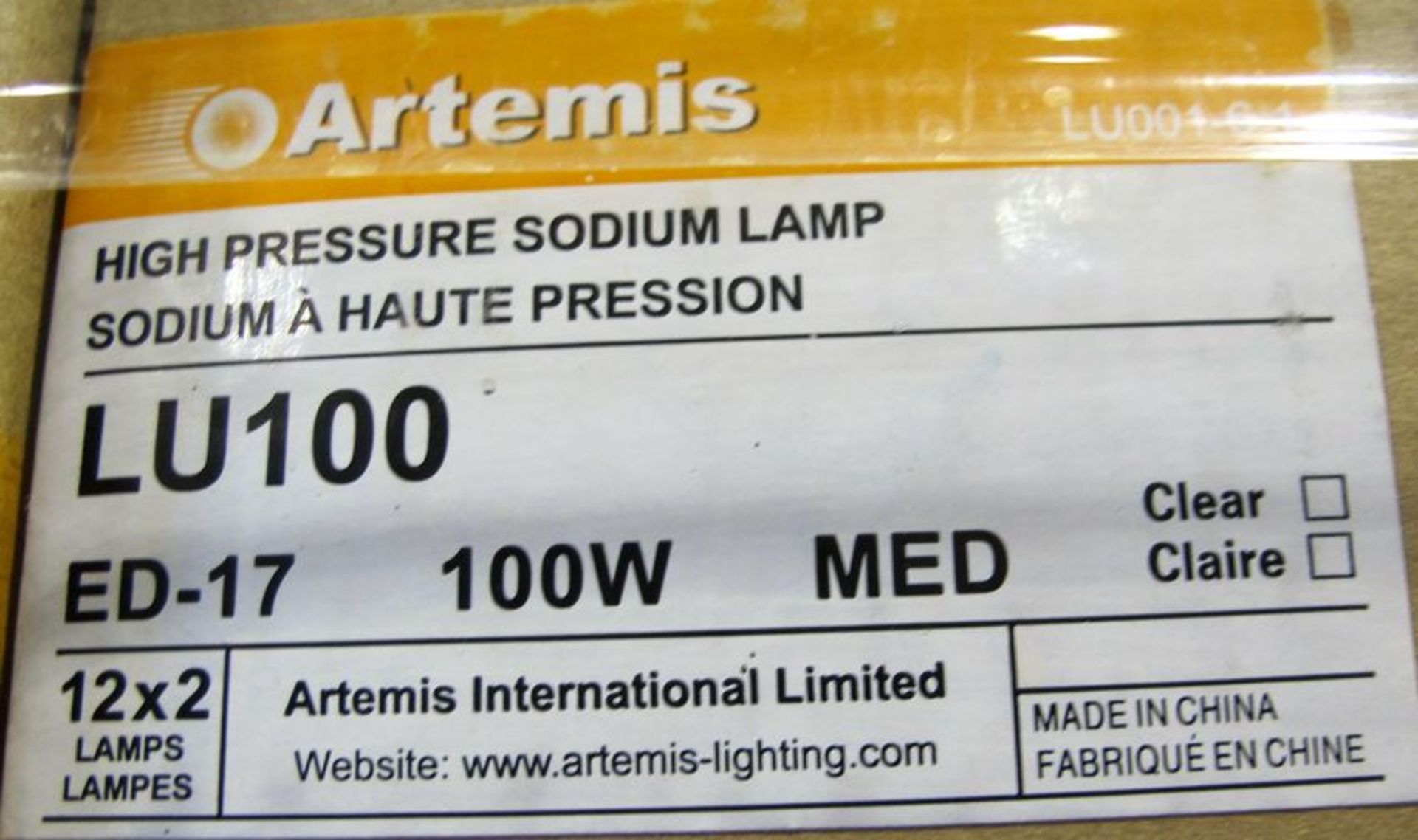 LOT OF (12) PALLETS OF ASST. ARTEMIS HIGH PRESSURE SODIUM LAMPS (APPROX. 1,000 BULBS) W/ ASST. - Image 4 of 13