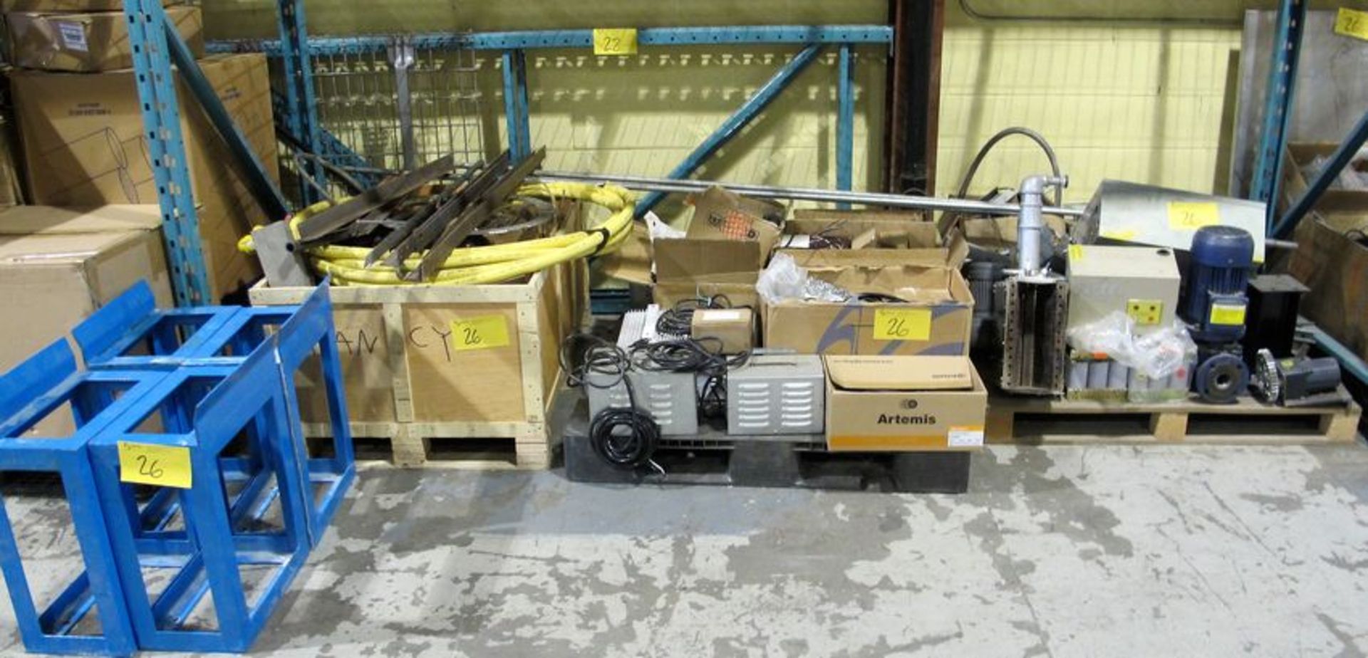 LOT OF ASST. MOTORS, PUMPS, ELECTRICAL, WIRE, TESTERS, STAINLESS STEEL, ANGLE IRON, ETC.