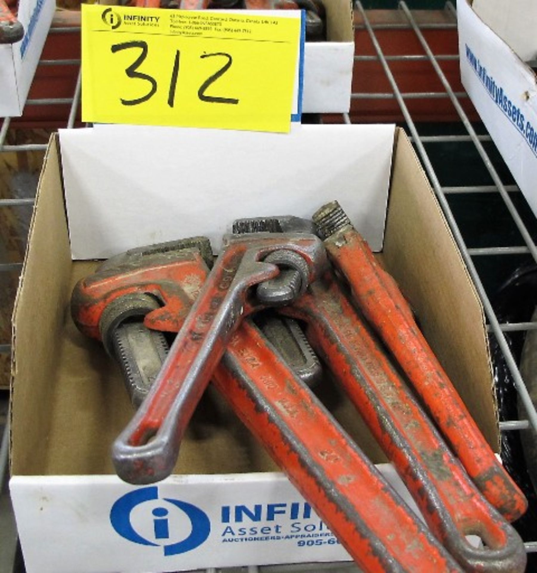 LOT OF 4 RIDGID PIPE WRENCHES
