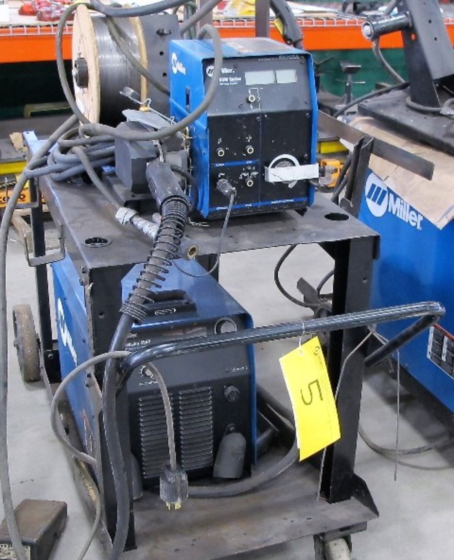 MILLER INVISION 456P DC INVERTER AC WELDER W/MILLER 60M SERIES 24VOLT WIRE FEEDER, S/N LF15Z467