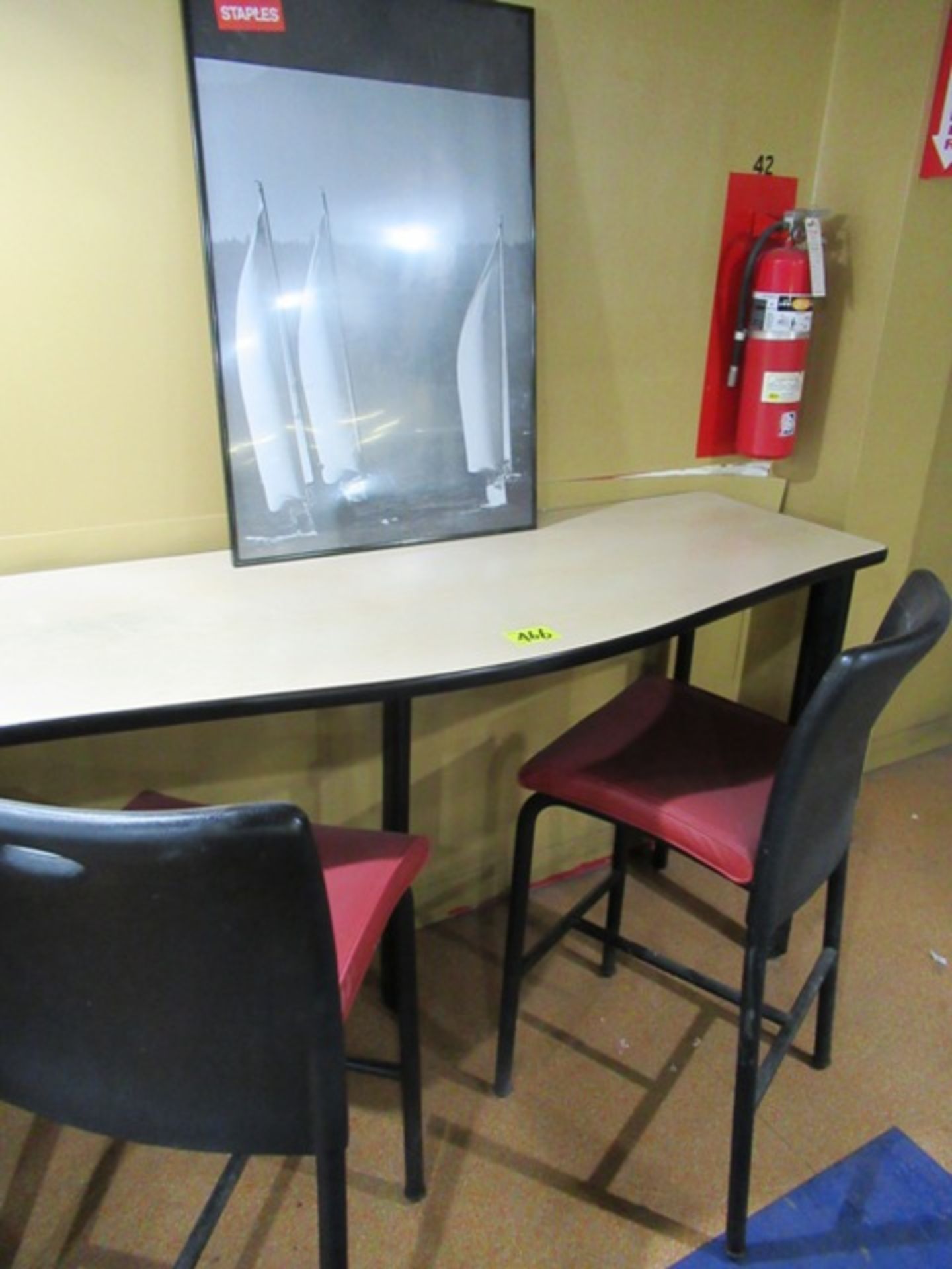 HIGH TABLE W/2 LEATHER HIGH CHAIRS