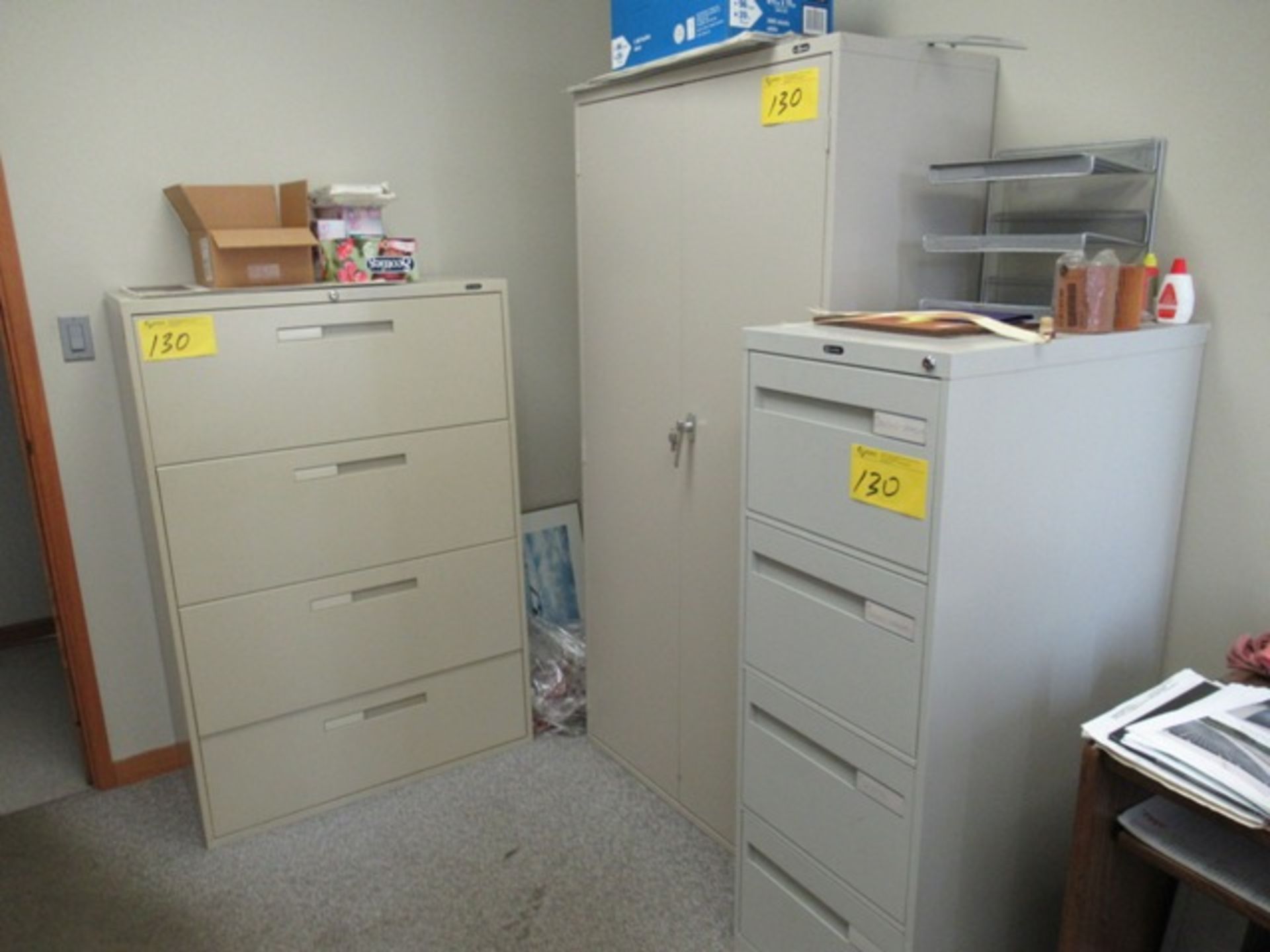 LOT CONENTS OF OFFICE: DESK, FILE CABINETS, CHAIR, ETC.