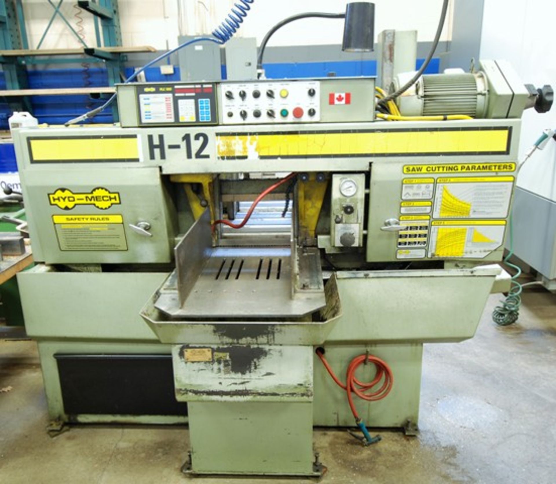 HYD-MECH H-12A FULLY AUTOMATIC HORIZONTAL BANDSAW W/PLC 100 CONTROL, 20"X10' INFEED ROLLER - Image 2 of 5