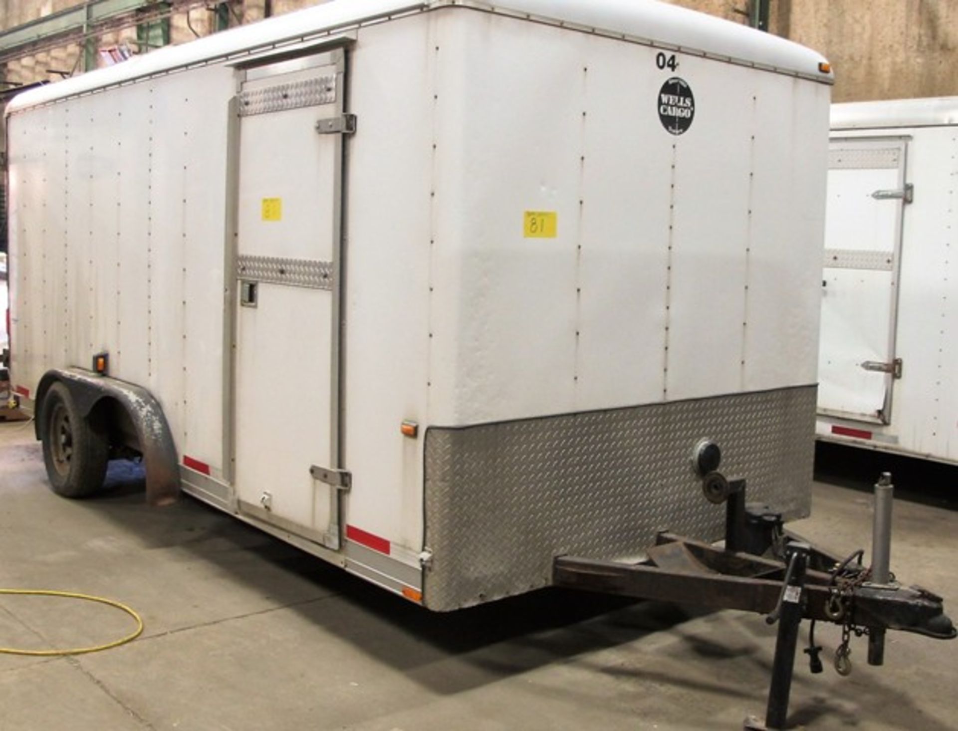 2004 WELLS CARGO SINGLE AXLE ENCLOSED TRAILER, 16'L X 8'W, VIN 1WC200G2441106481, W/WORKSHOP