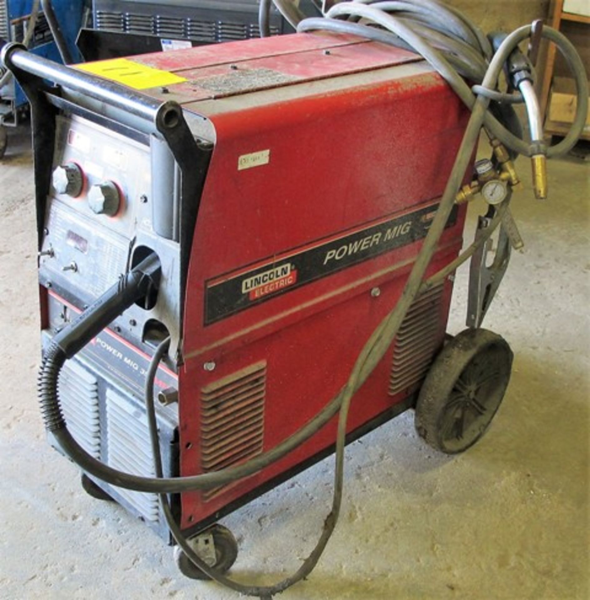 LINCOLN ELECTRIC POWER MIG 350 MP WELDER, S/N K2403-111147 W/CABLES/CART