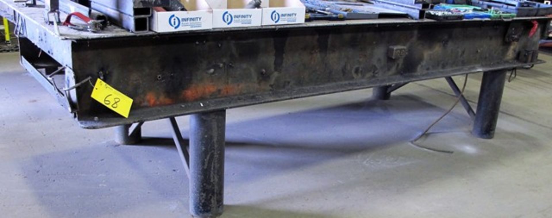 STEEL WELDING TABLE (12'L X 4'W X 3'T) NO CONTENTS