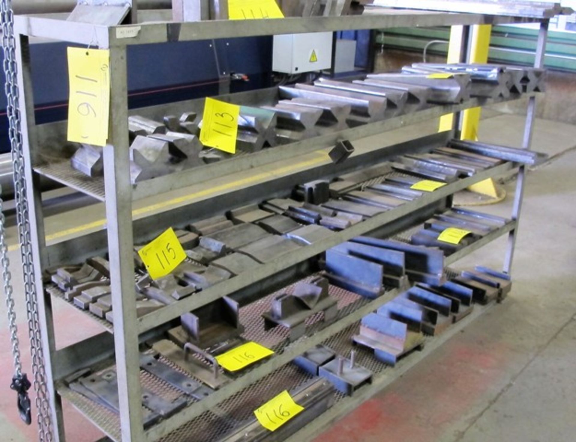 LOT OF (21) PRESS BRAKE DIES UP TO 30"L, (2) SHELVES ON RACK AND (5) LEVEL RACK - Image 2 of 2