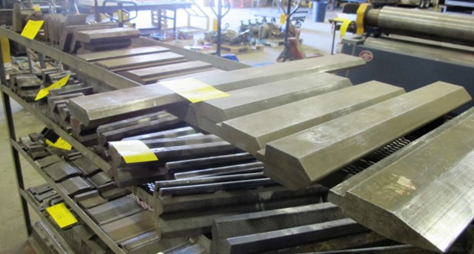 LOT OF APPROX. (35) PRESS BRAKE DIES UP TO 35"L, (1) SHELF ON RACK