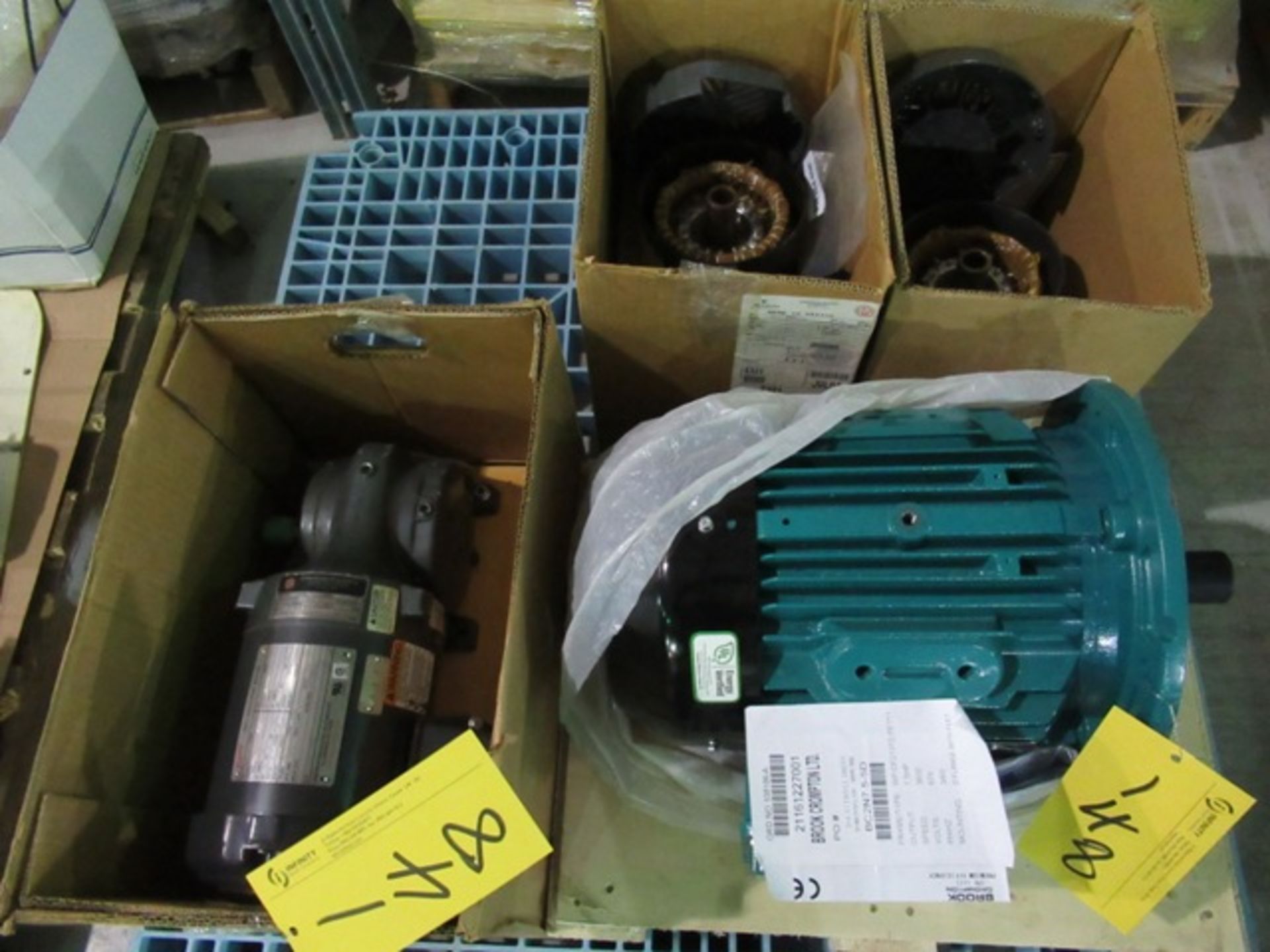 LOT 4 ASST. BROCK 75 JP, VS .5 & .33 MOTORS W/BROWNING .33 HP GEAR DRIVE MOTOR (NEW)