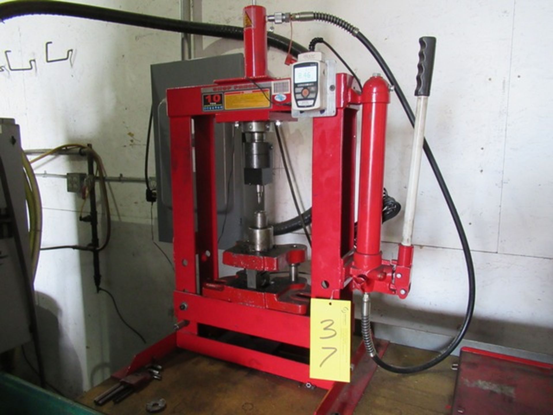 GEN 14"X20" APPROX. 10 TON HYDRAULIC SHOP PRESS W/MARK 10 DIGITAL FORCE GAUGE