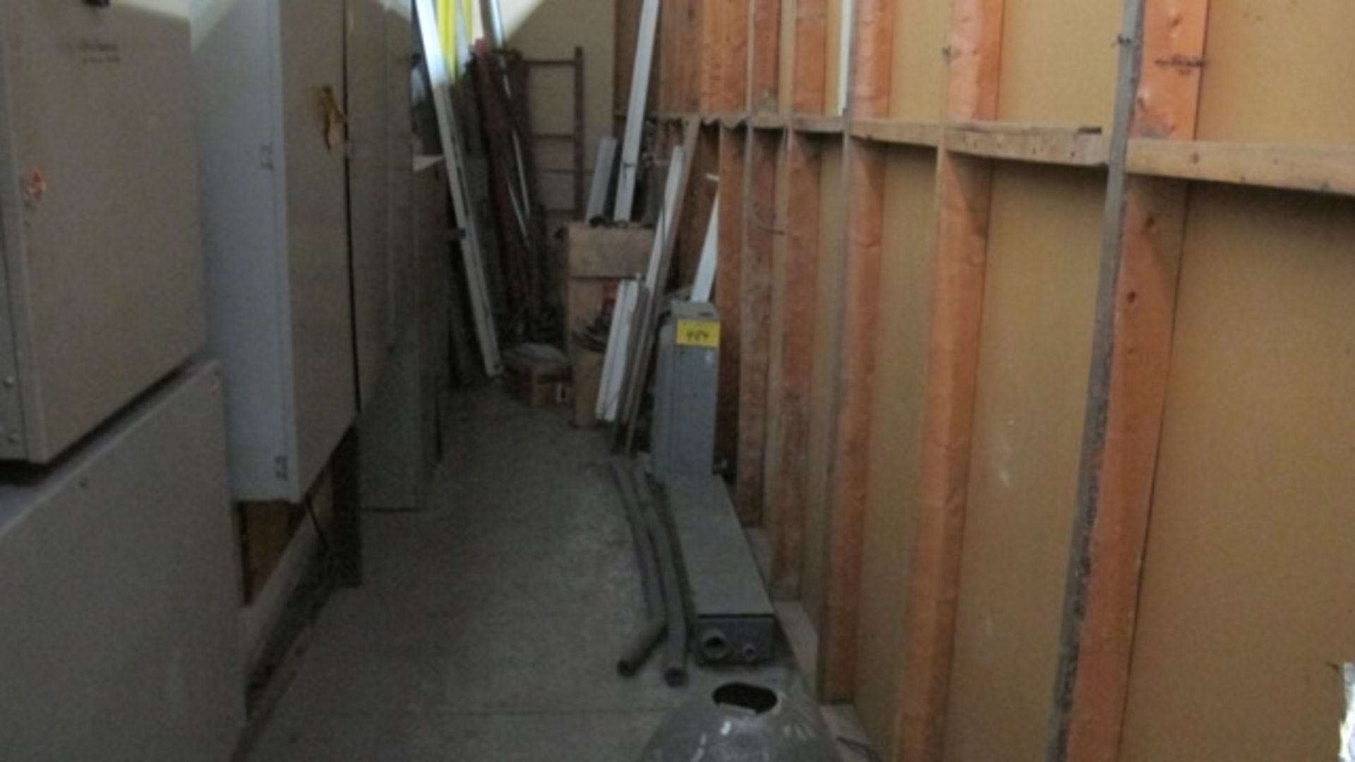 LOT OF 2 PARTS CABINETS, SHELVING UNITS W/PARTS, PALLET OF 5 METAL BINS, LOOSE CONTENTS OF SWITCHING - Image 3 of 3