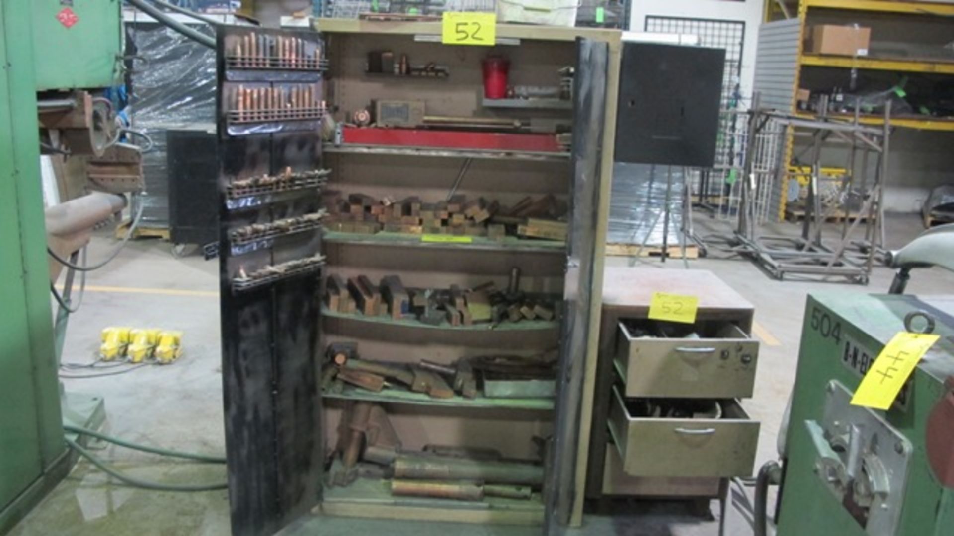 SPOT WELDER SUPPLIES W/2 DOOR METAL CABINET AND SMALL CABINET