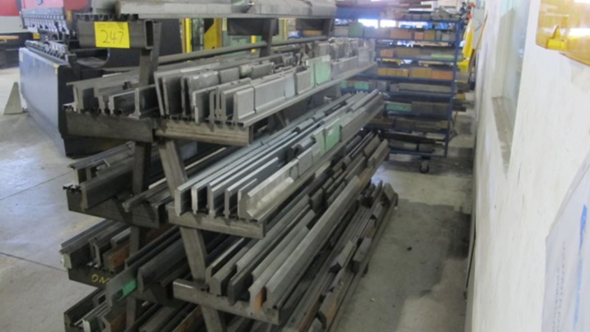 LARGE QUANTITY OF PRESS BRAKE DIES W/5 LEVEL 2 SIDED METAL RACK (8'L X 4'D) - Image 3 of 4