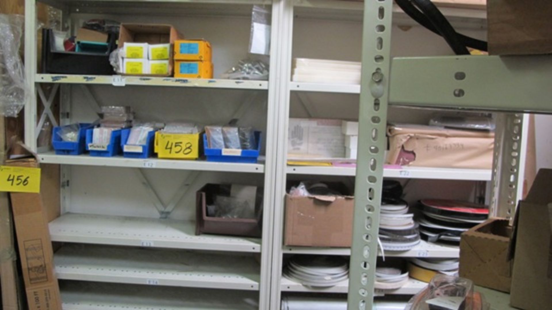 CONTENTS OF 11 SHELVING UNITS (LIGHTS, BELTS, MIXED HARDWARE, ETC) IN PARTS CRIB - Image 5 of 5