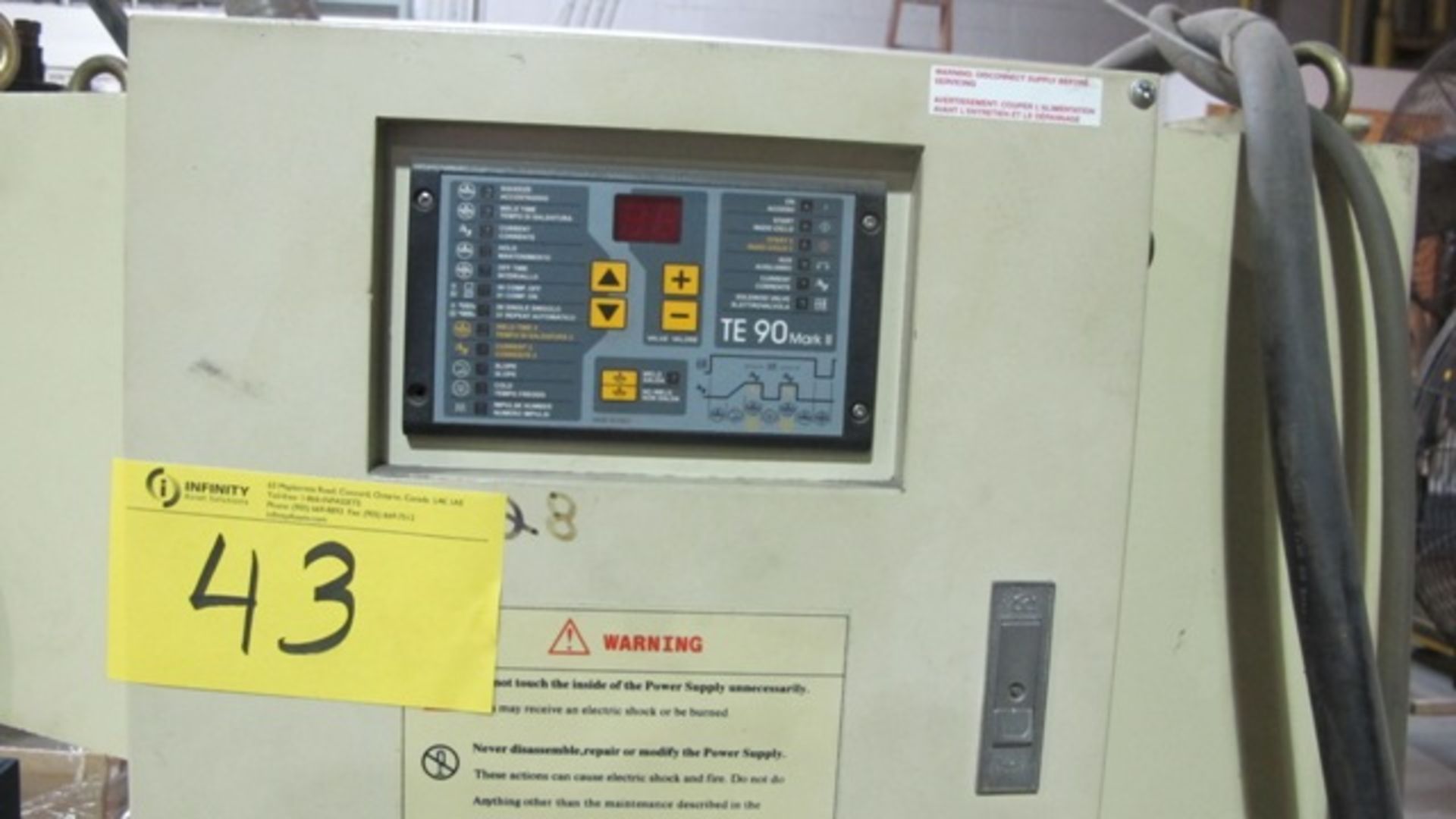 HERON A.C. SPOT WELDER, 100 KVA, 20"W, 8" - 14" THROAT, TE90 MARK II CONTROL, MACHINE TYPE - Image 3 of 3