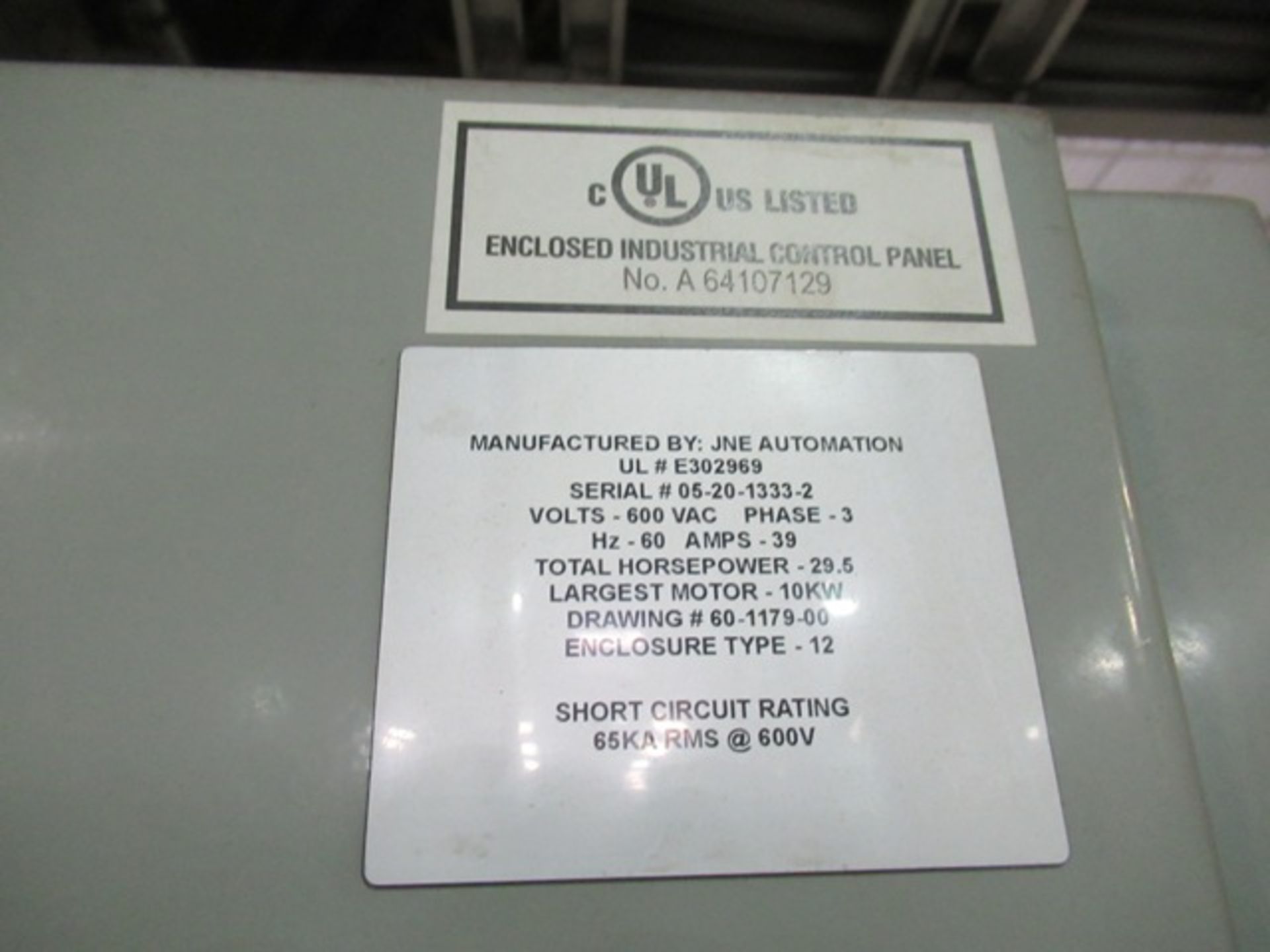 INE 48' X 30' LONG FLOW THROUGH CURING OVEN, 3/60/600 VOLTS, 29.5 HP, 10KW LANGES + MOTOR, ENCLOSURE - Image 4 of 7