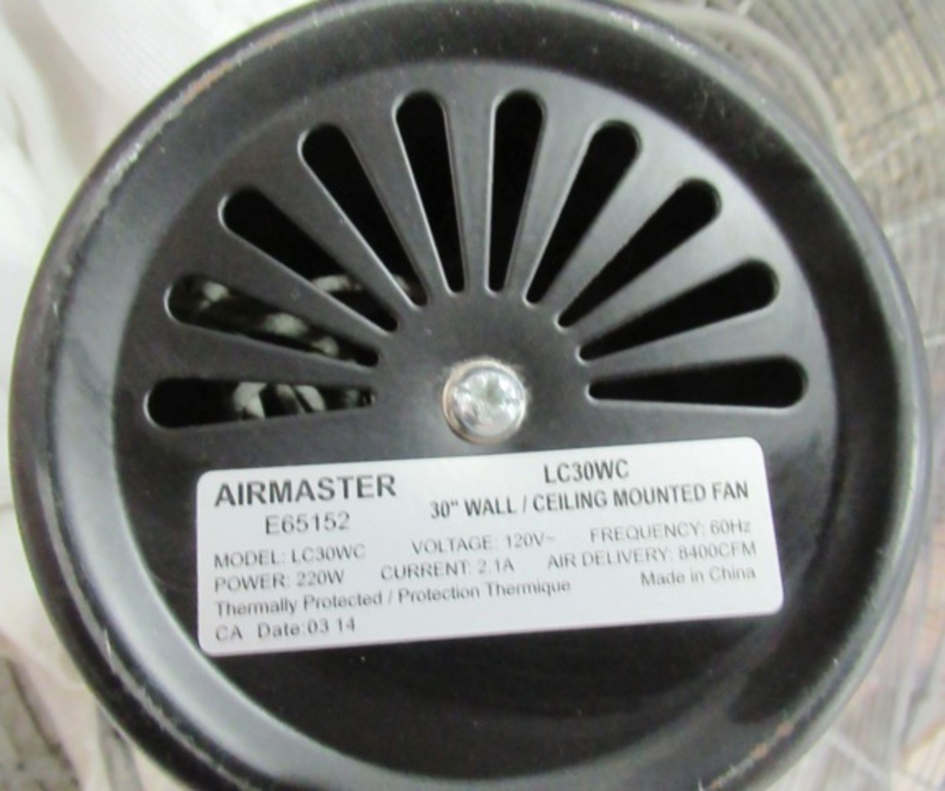 (8) AIRMASTER 30" WALL/CEILING MOUNTED FANS, 120V - Image 2 of 2