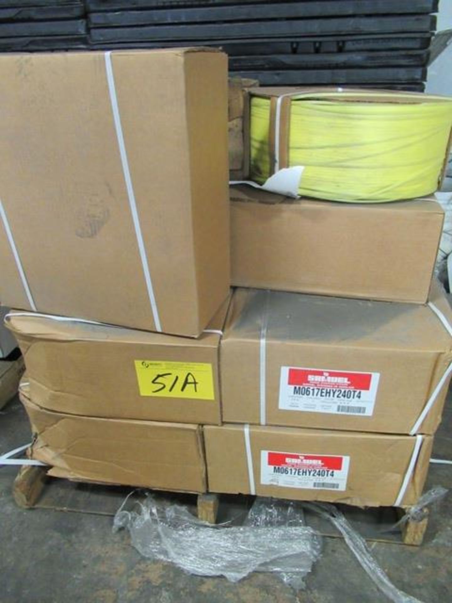 LOT 1 SKID ASST. SAMUEL 6MM PLASTIC STRAPPING, 13 ROLLS