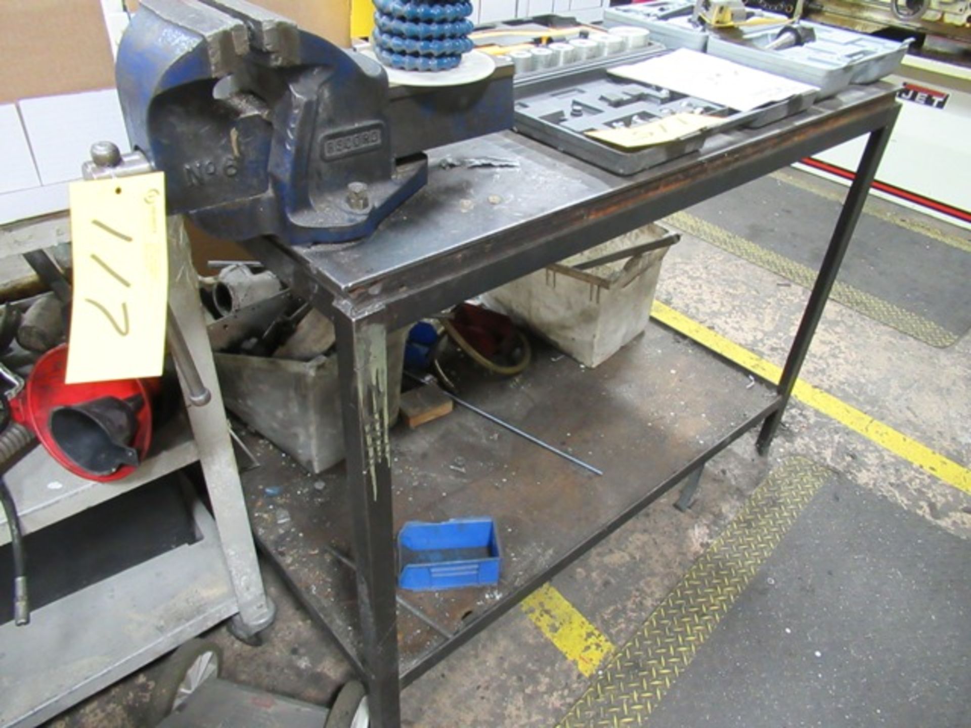 LOT 4 ASST. 1-STEEL 3' X 4' WORK BENCH W/RECORD #6 VICE, 1-STEEL 26' X 56" WORKBENCH, 1-STEEL 30"