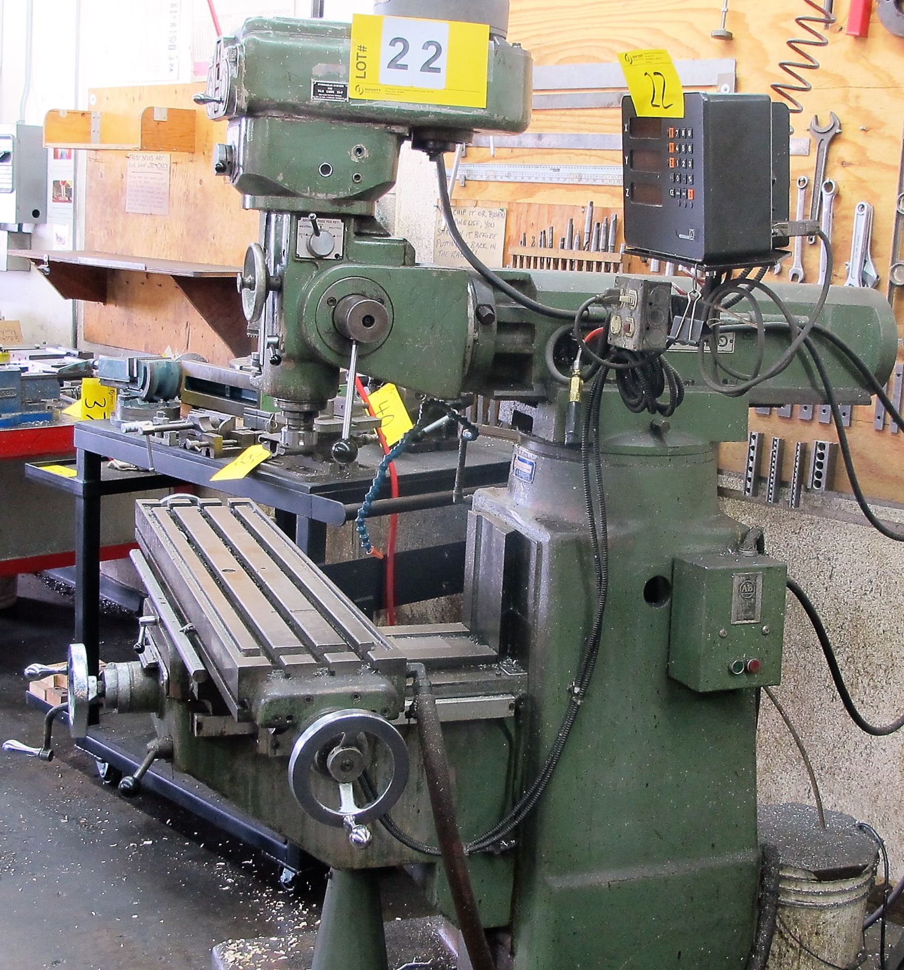 EX-CELL-O 602 VERTICAL MILLING MACHINE, 9" X 42" TABLE, 3 AXIS DRO - Image 2 of 3