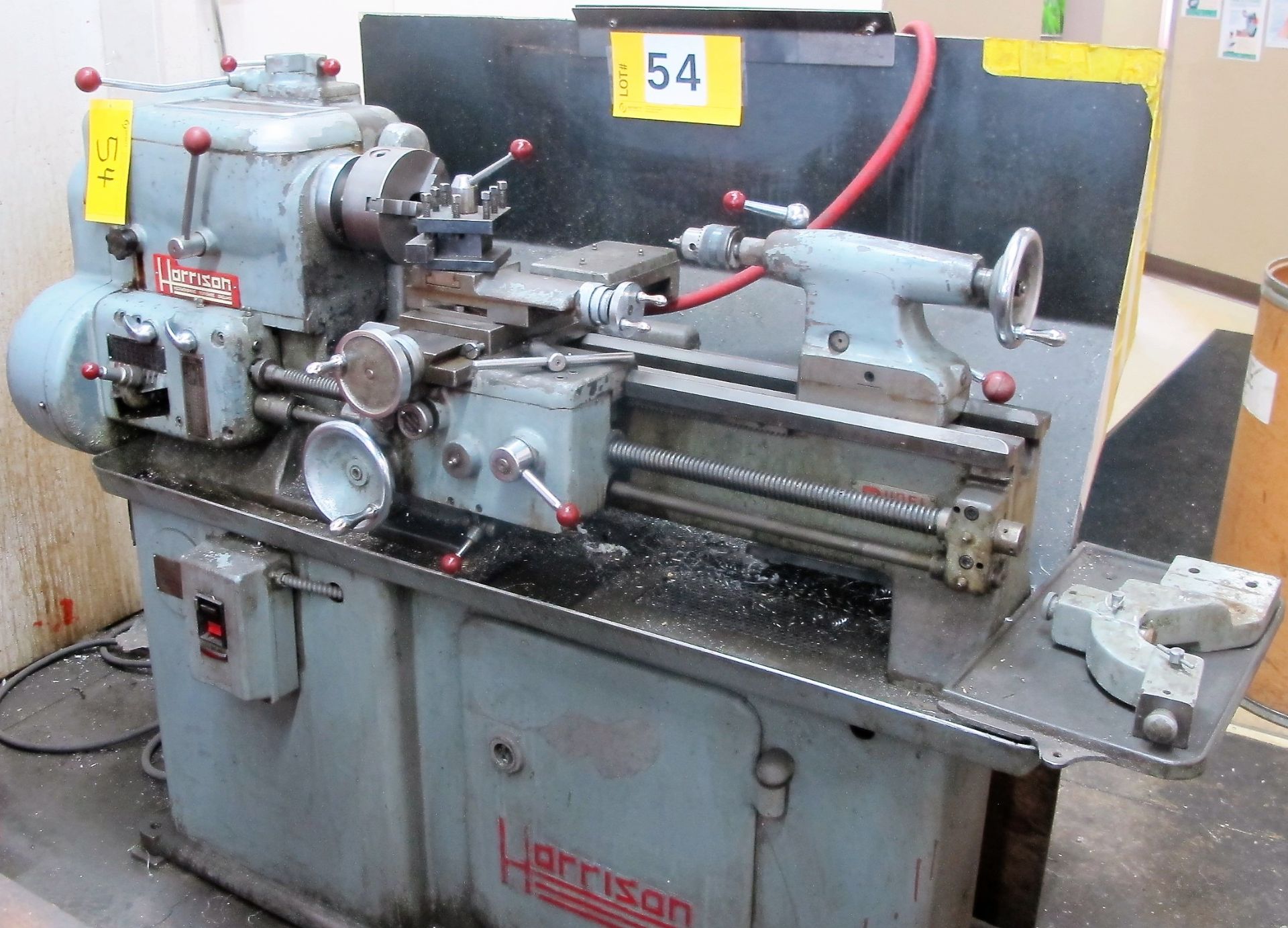 HARRISON L6 ENGINE LATHE, W/14" SWING X 25" BETWEEN CENTERS, 3 JAW CHUCK, TAILSTOCK