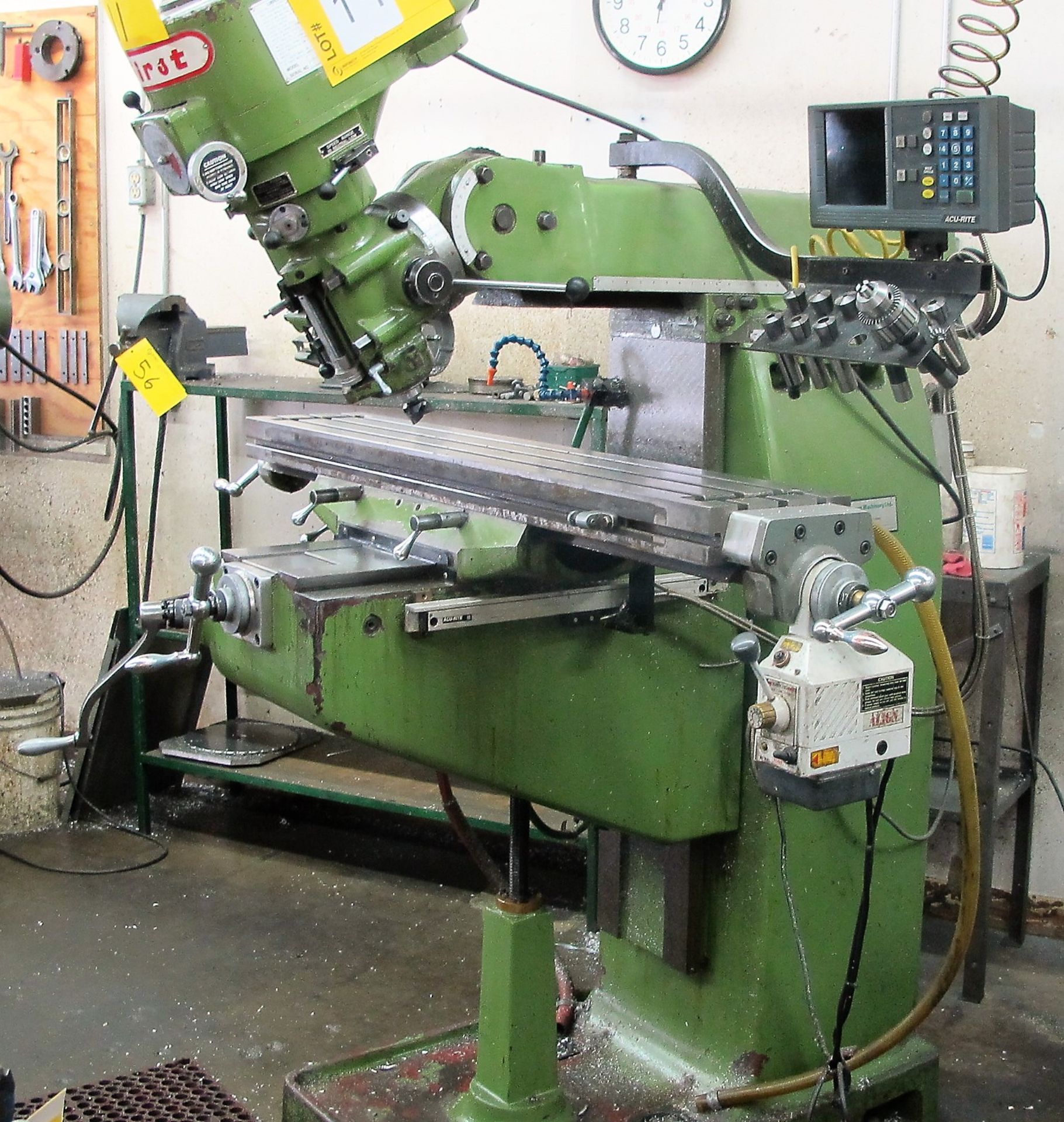 FIRST MILLING MACHINE LC-18VA VERTICAL MILLING MACHINE, ACU-RITE 2 AXIS DRO, 9" X 49" TABLE, ALIGN - Image 2 of 3