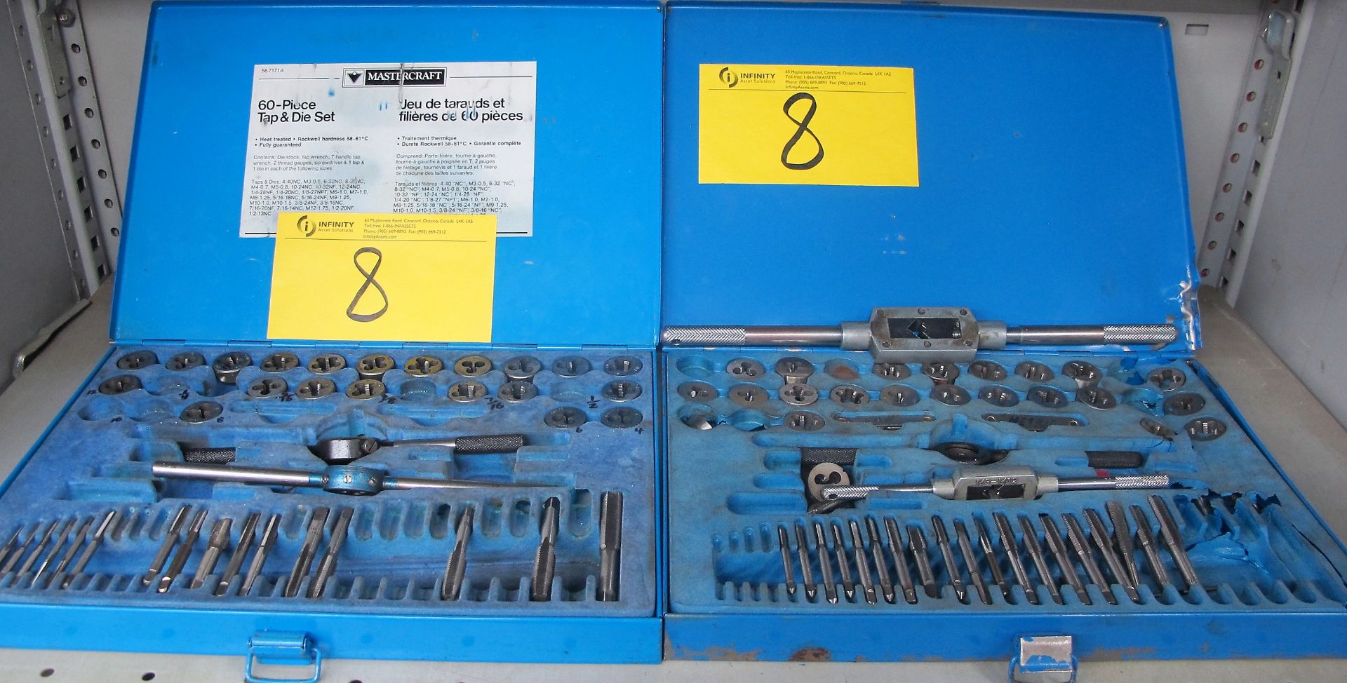 MASTERCRAFT TAP AND DIE SETS (2 BOXES)