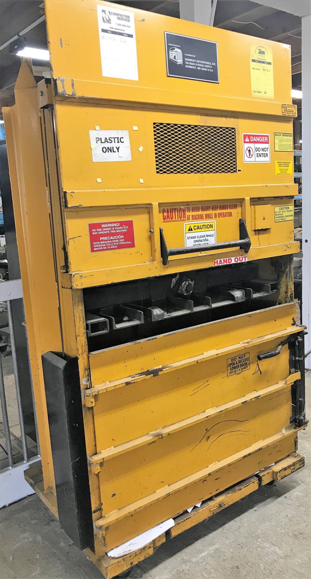 GPI HARMONY M4280 HYDRAULIC COMPACTOR BALER FOR ALUMINUM & CARDBOARD W/ SAFETY SENSORS