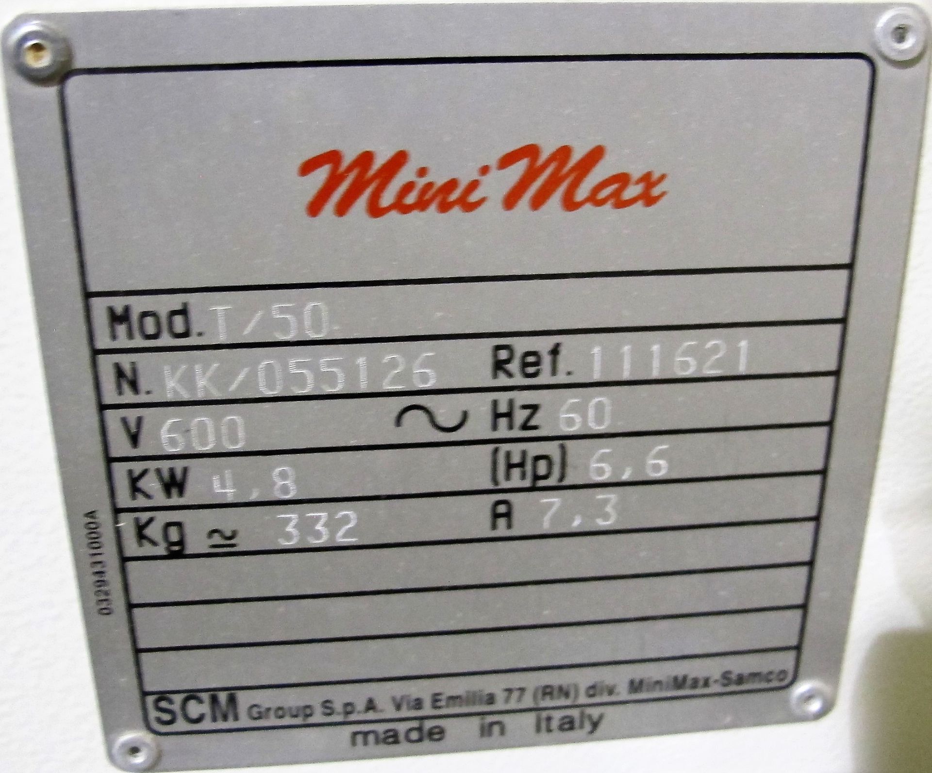 SCM MINI MAX T/50 SHAPER, 9,000 RPM - Image 3 of 3