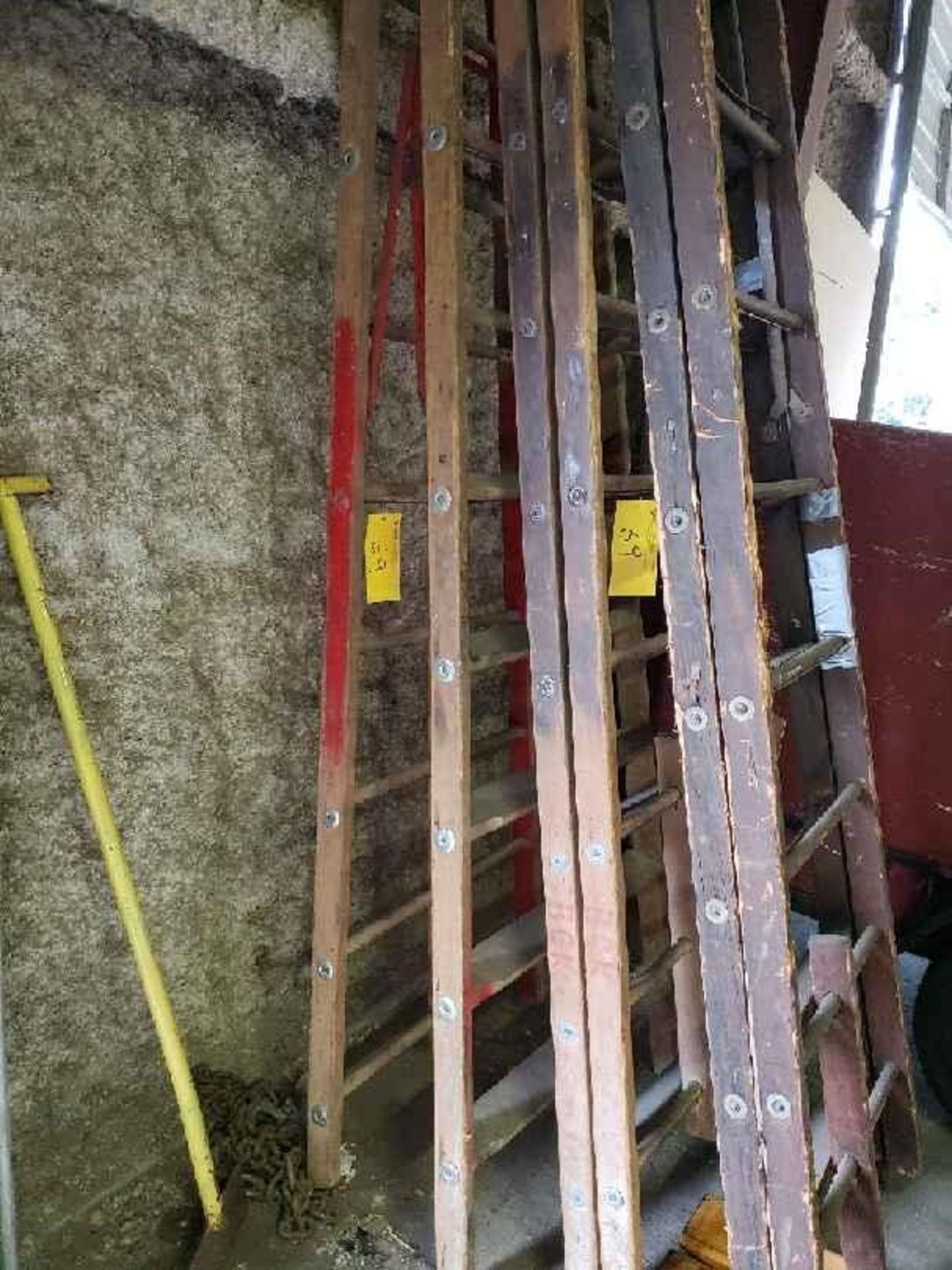 LOT OF (3) 11' AND 12' WOODEN LADDERS - Image 2 of 2