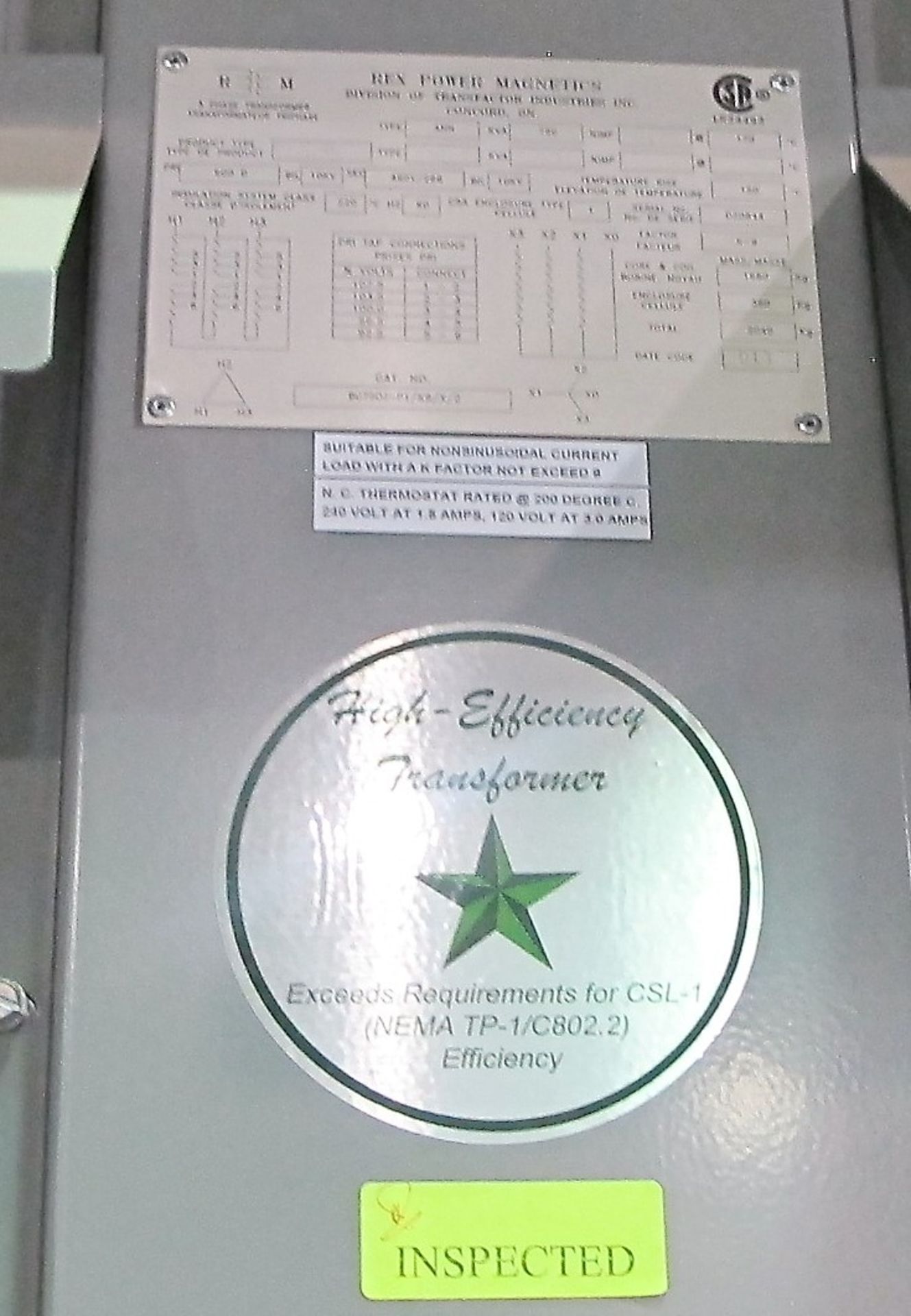 REX GREEN STAR 750 KVA TRANSFORMER W/IN/OUT FEED CABLES, 3 PHASE - Image 2 of 3