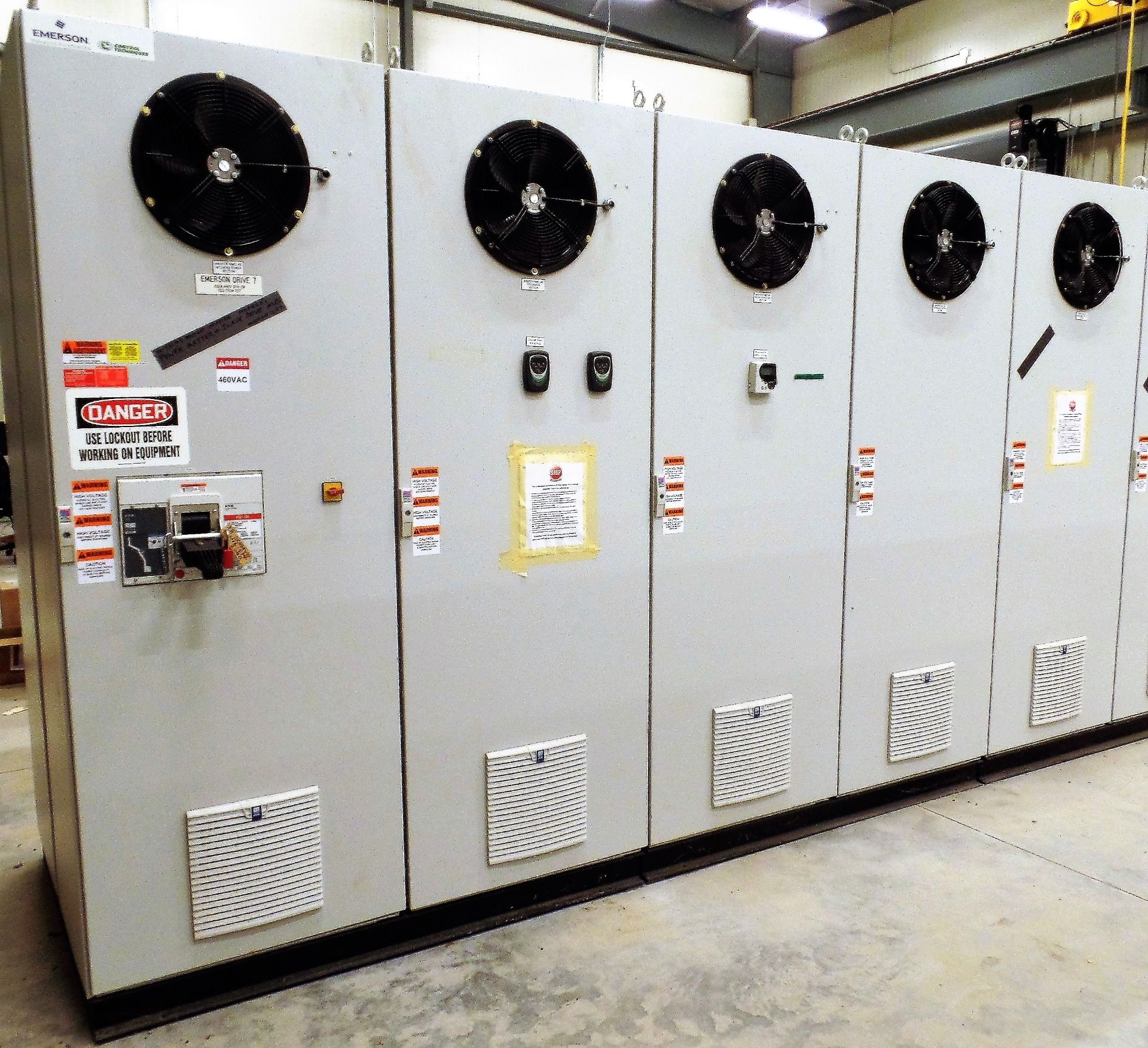 (7) CONJOINED CABINETS W/ (1) EMERSON CTLR 0151 PHASE 1 CONTROLLER, MODEL ECOP12061-01, S/N 12061-