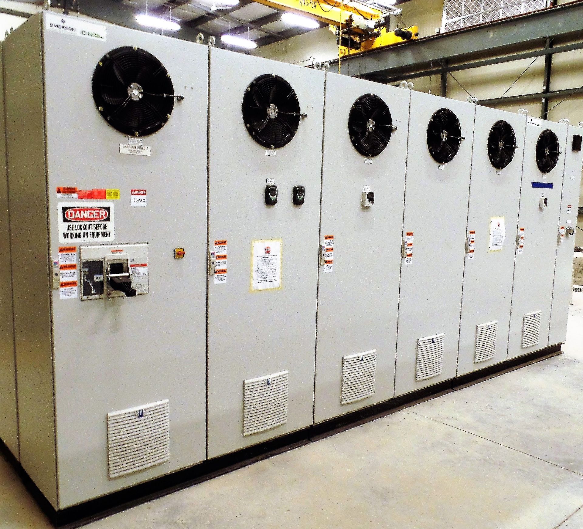 (7) CONJOINED CABINETS W/ (1) EMERSON CTLR 0151 PHASE 1 CONTROLLER, MODEL ECOP12061-01, S/N 12061-