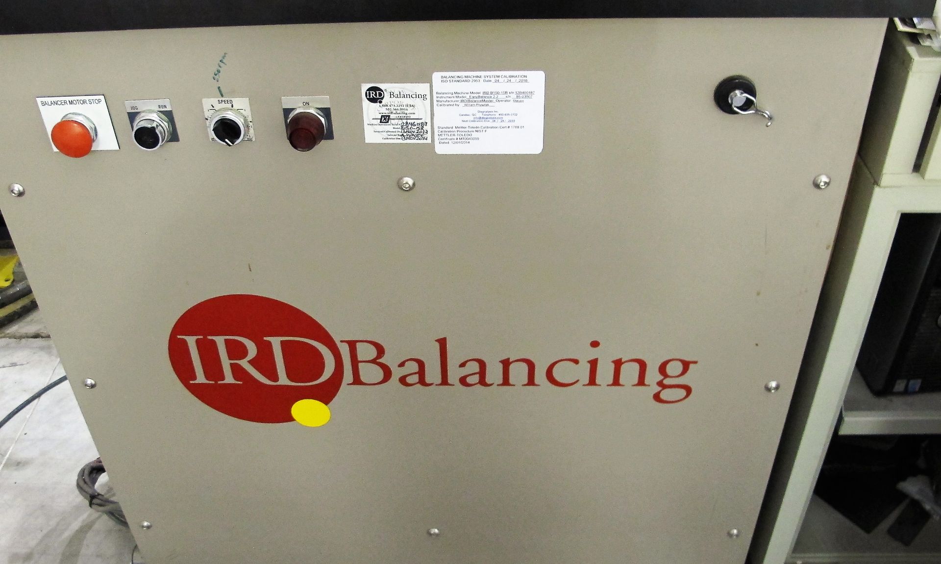 IRD BALANCING B150-15R DYNAMIC HORIZONTAL AXIS SOFT BEARING BALANCING MACHINE (INCL CONTROL BOX, - Image 4 of 6