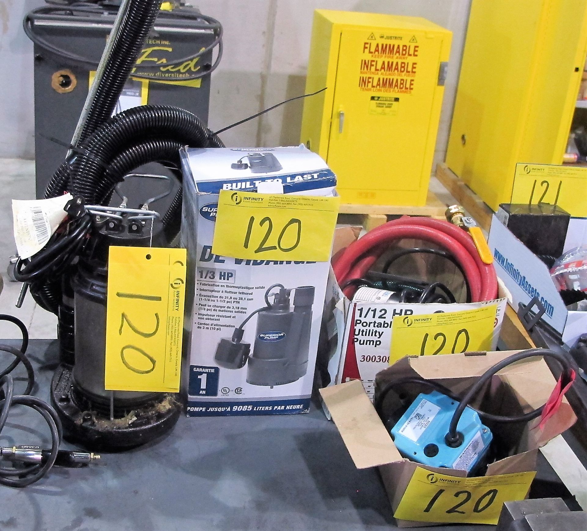 QUANTITY OF SUMP PUMPS AND CABLES