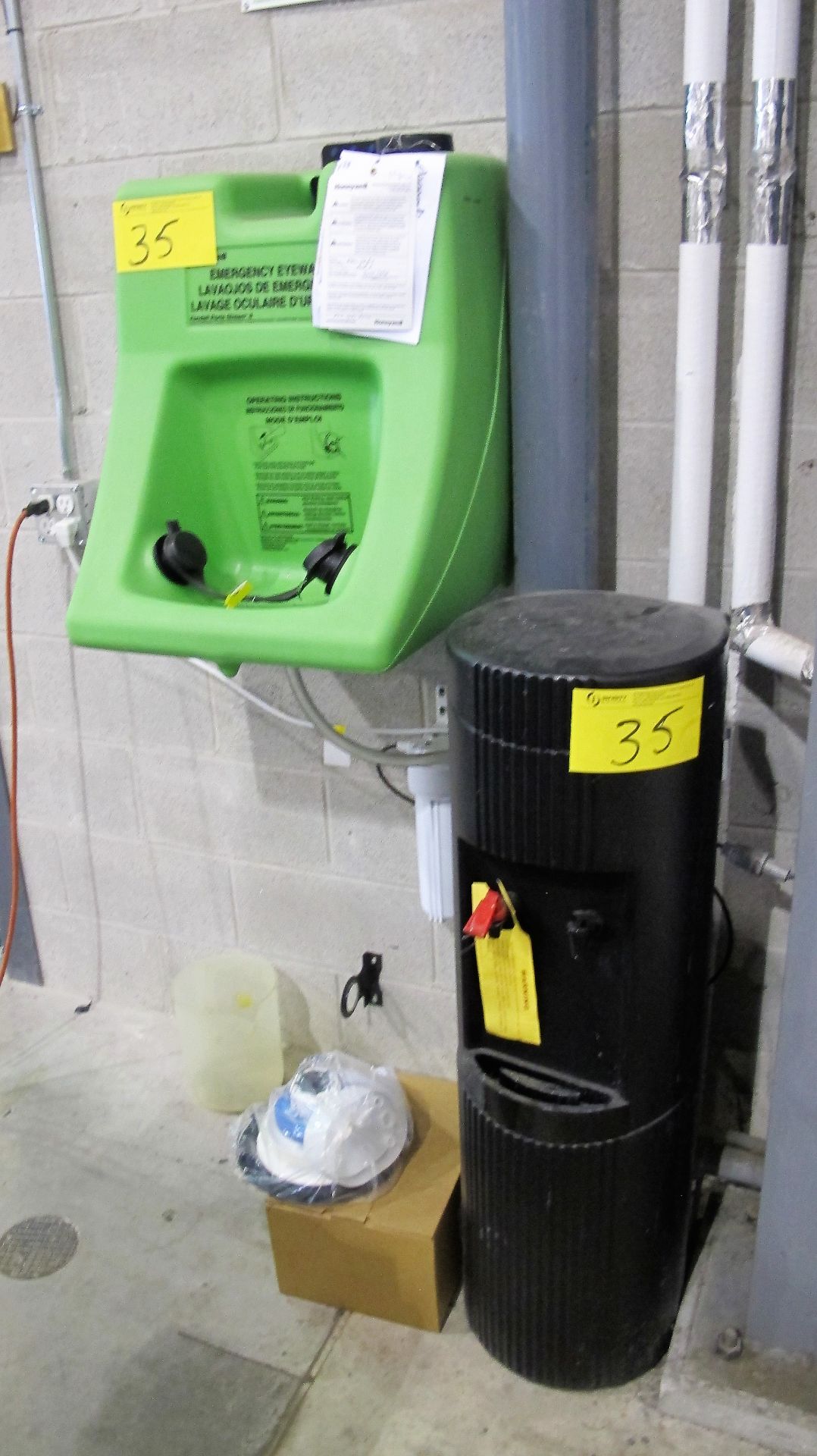 ALLGRO INDUSTRIAL DEFIBULATOR, EYE WASH STATION, FIRST AID KIT, WATER COOLER AND HONEYWELL EYE - Image 2 of 2