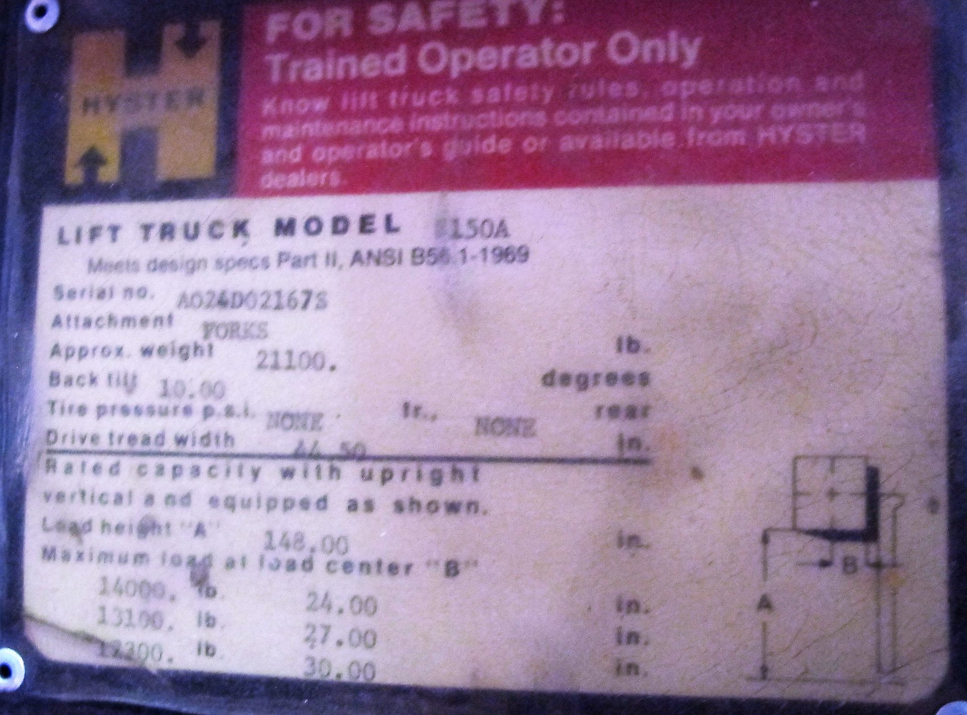 HYSTER 150A PROPANE FORKLIFT, 15,000LB CAP., 148" MAX LIFT, 72" FORKS (SUBJECT TO LATE REMOVAL, PICK - Image 3 of 3