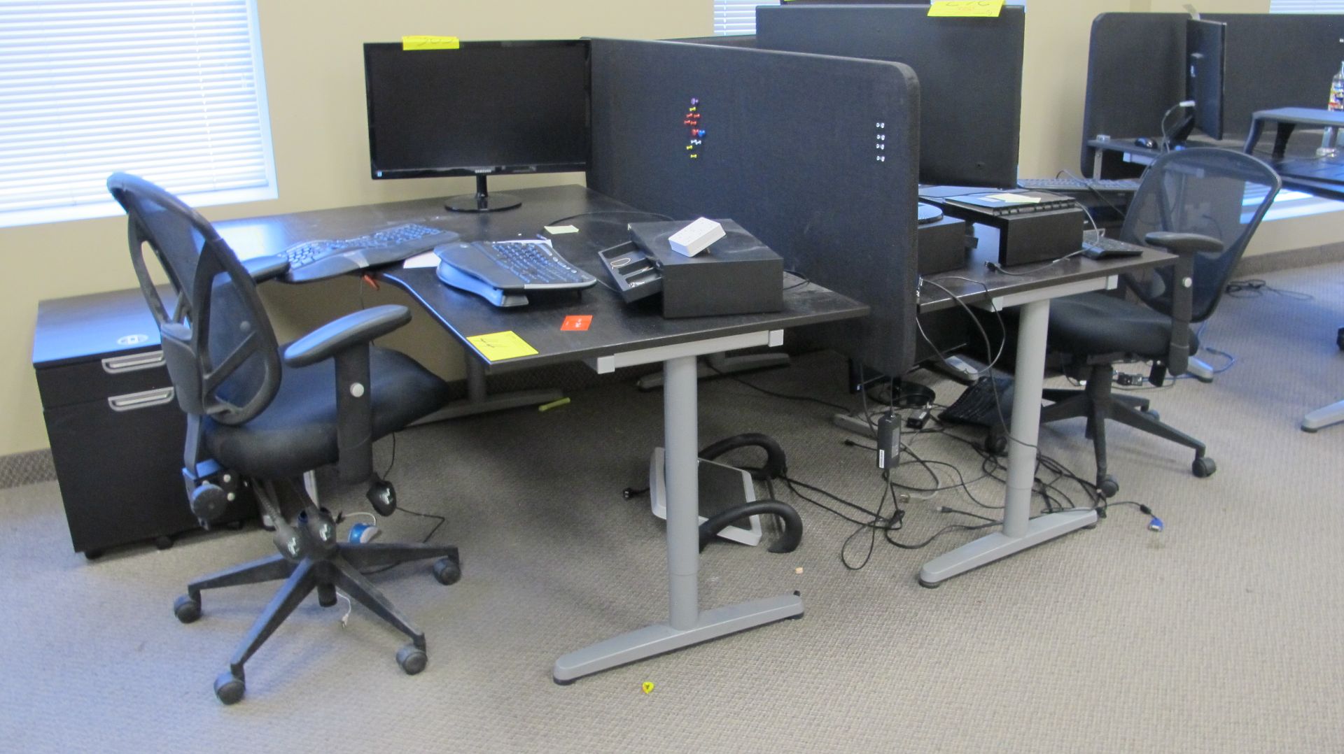 LOT OF (5) DESKS, (4) CHAIRS, (5) CABINETS (NO COMPUTER EQUIPMENT)
