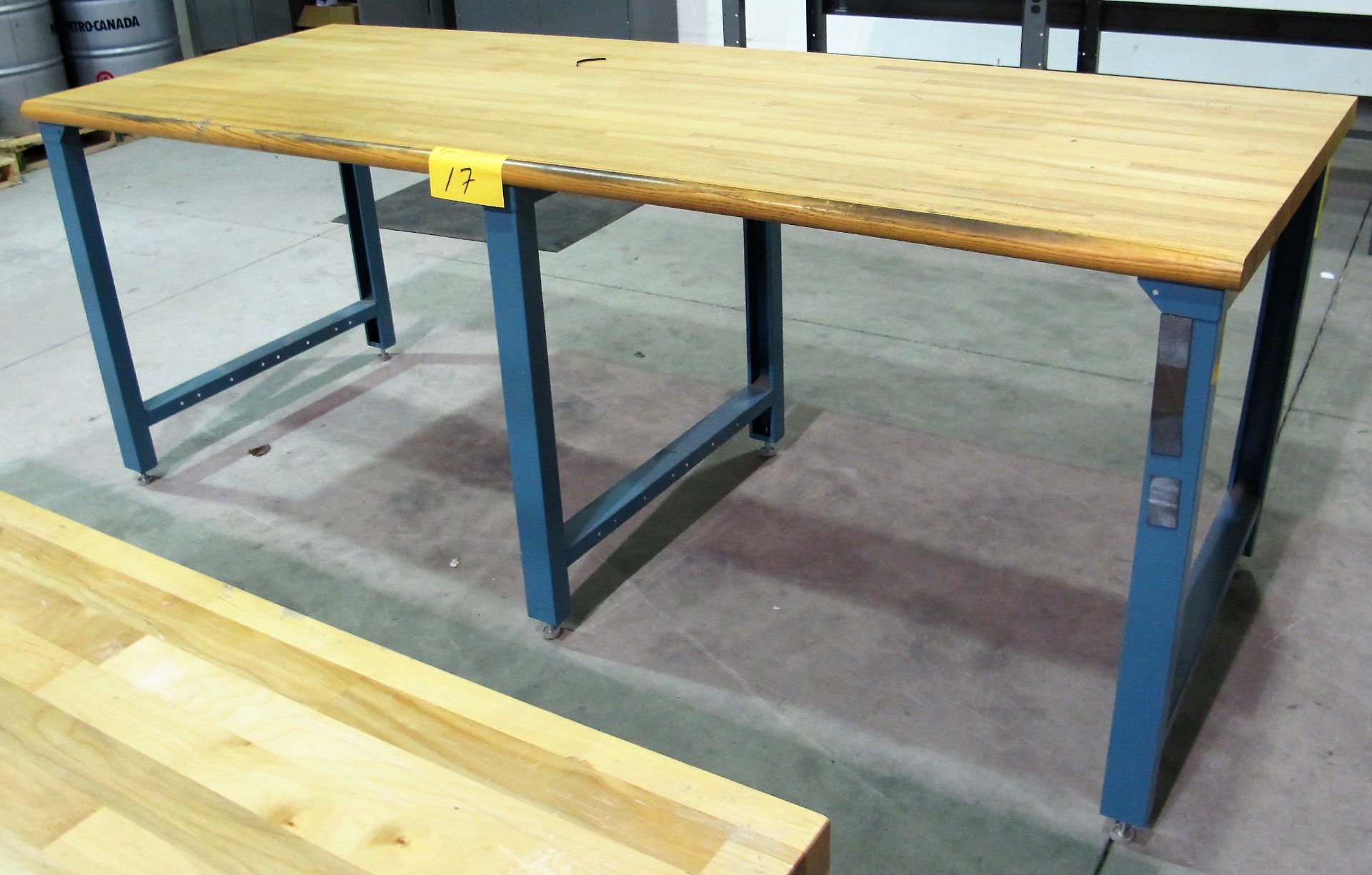 8'L X 36"D WOOD BLOCK WORK BENCH (NO CONTENTS)