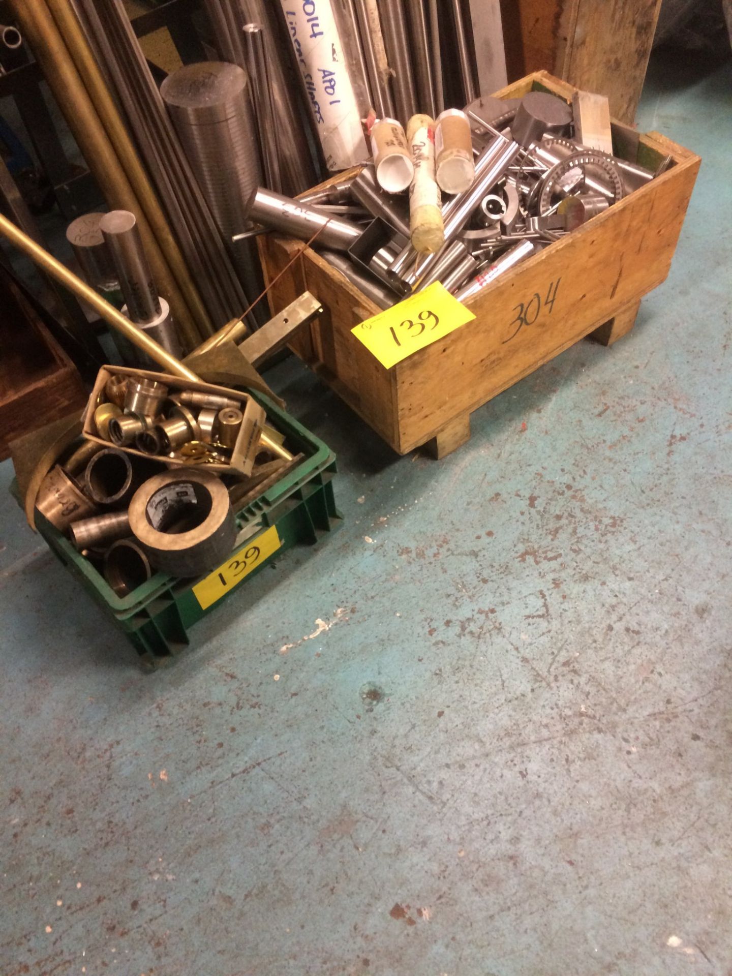 LOT OF (2) CRATES OF BRASS, STAINLESS STEEL