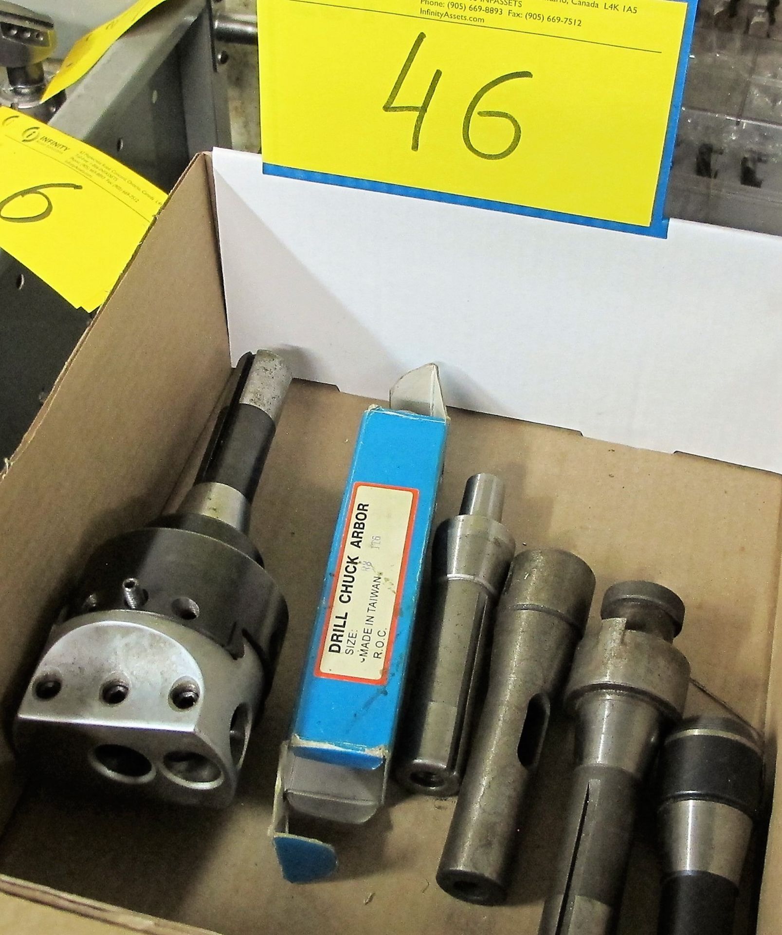 BOX OF DRILL CHUCK ARBORS