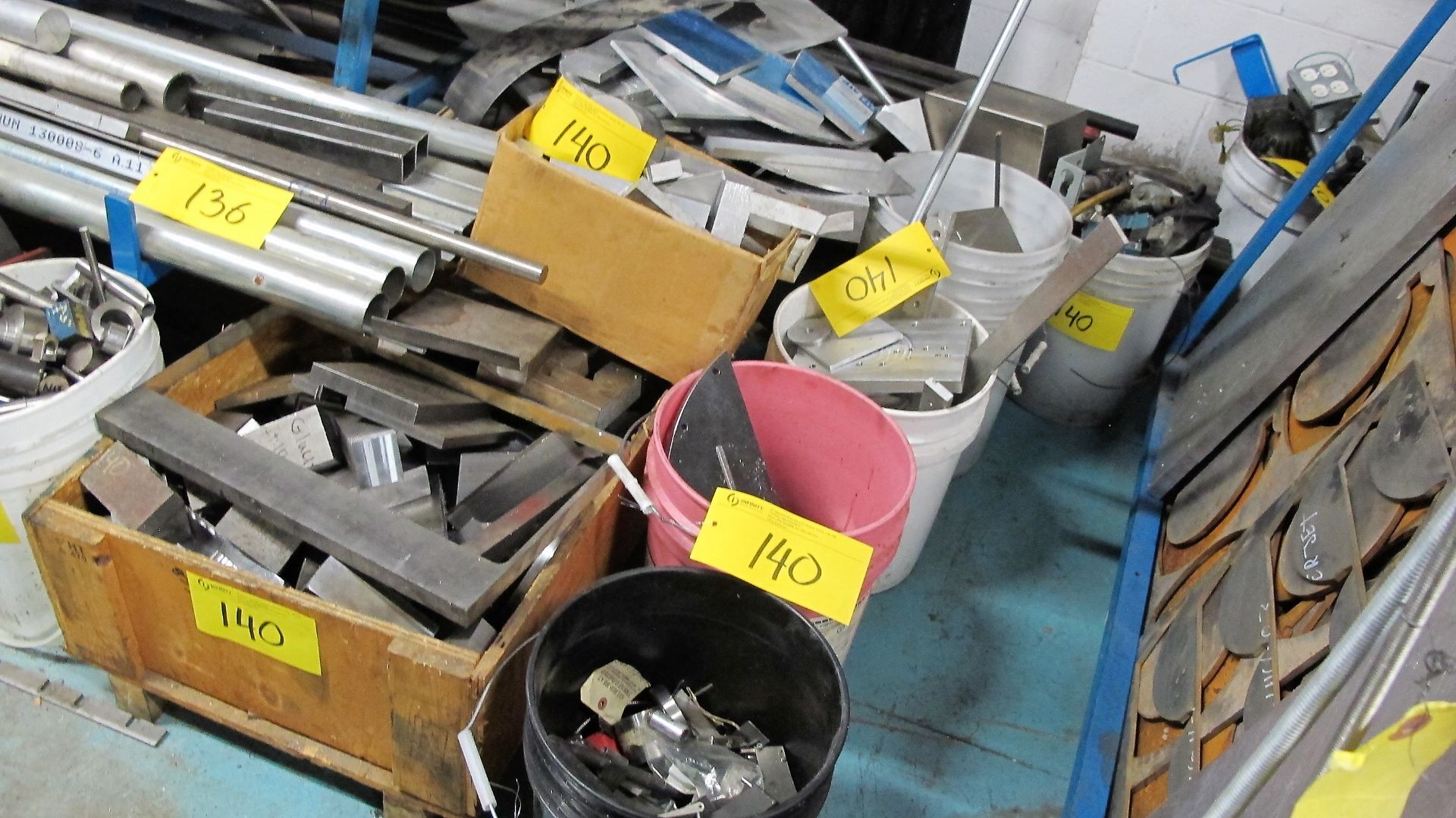 LOT OF (17) BUCKETS/CRATES W/ASSORTED METALS SURROUNDING A FRAME RACK - Image 2 of 2