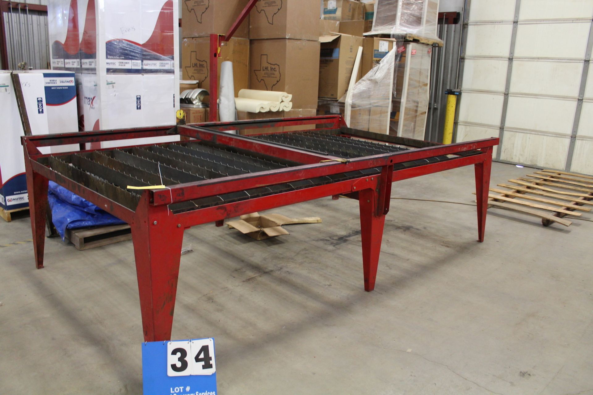 PLASMA CUTTING TABLE FRAME, APPROX: 66"w X 10' l