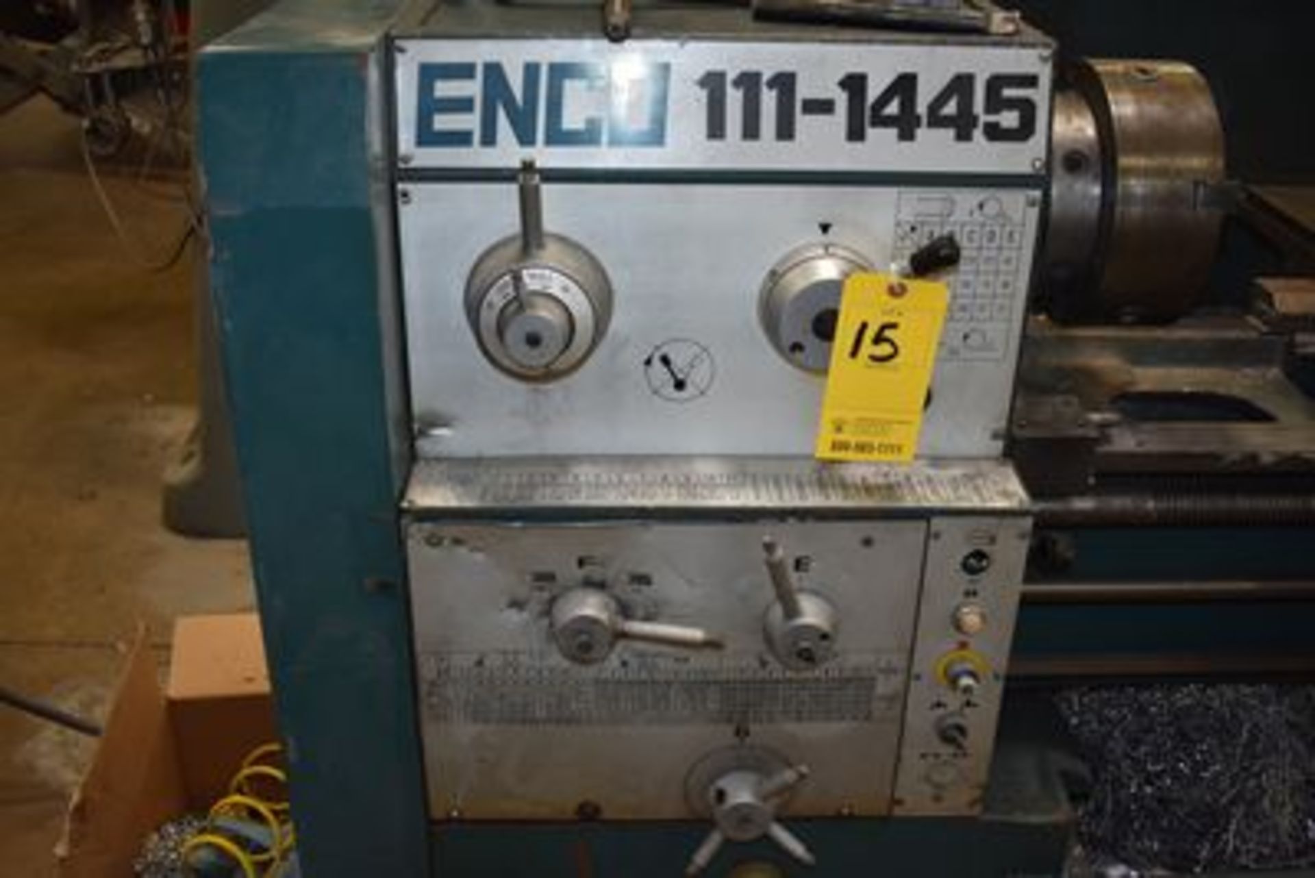 ENCO ENGINE LATHE MDL:111-1445, APPROX 14" SWING X 45 CENTERS, 10" 3 JAW CHUCK, ASSORT TOOLING - Image 2 of 6