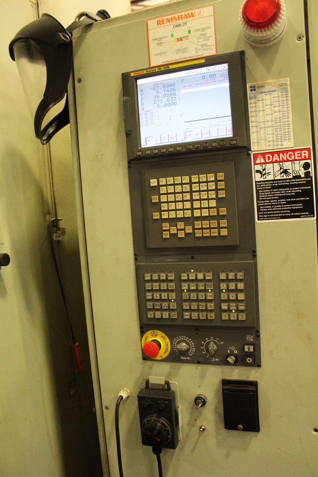 5" CNC VANGUARD TH65125X125B/3 HORIZONTAL MACHINING CENTER, W/ FANUC 18I-MB CNTRL, TWIN PALLET (49- - Image 12 of 14