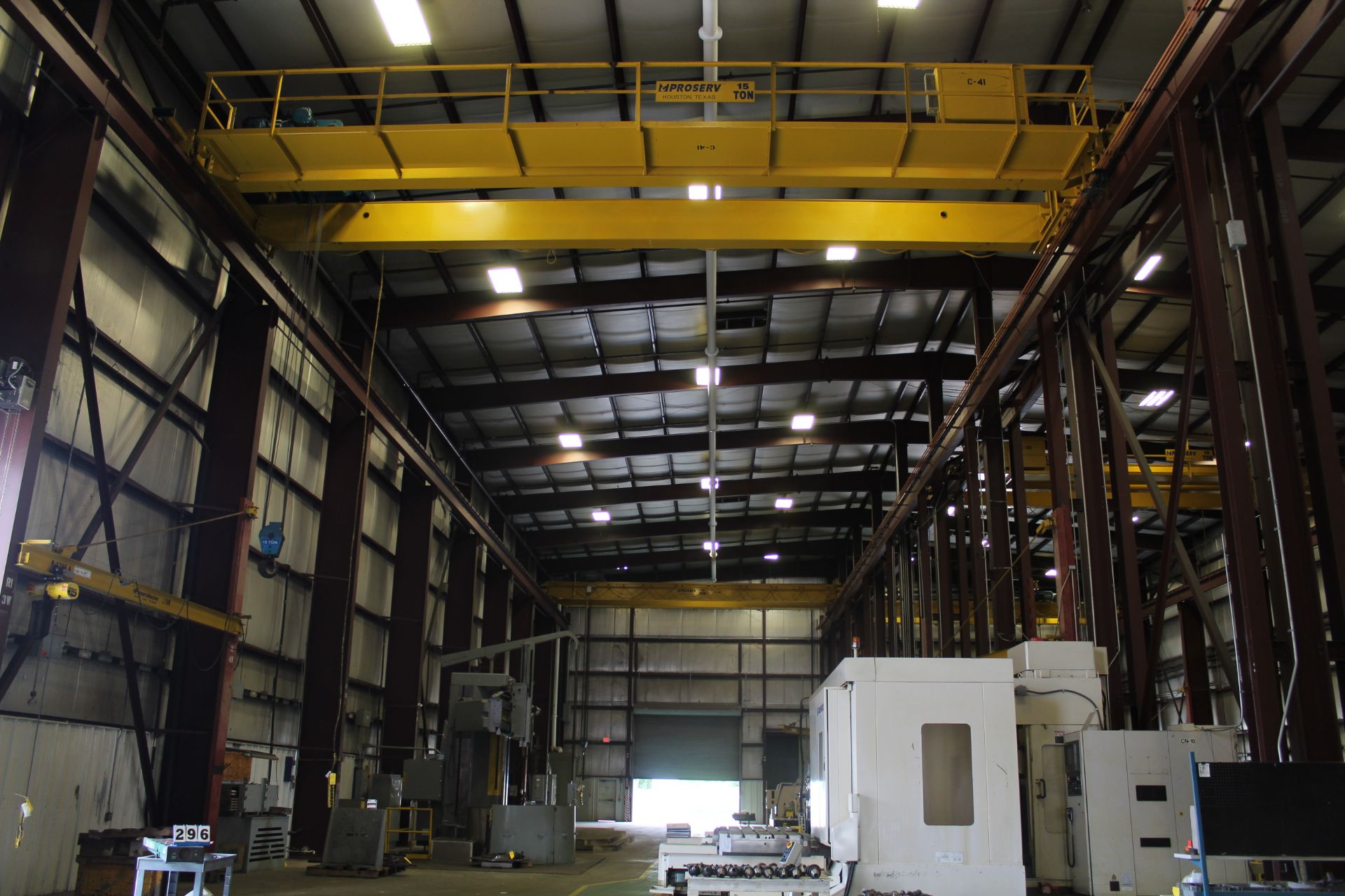 15 Ton Proserv Double Girder Top Running Bridge Crane, 44'-7" span, 36' availale lift, shaw Box