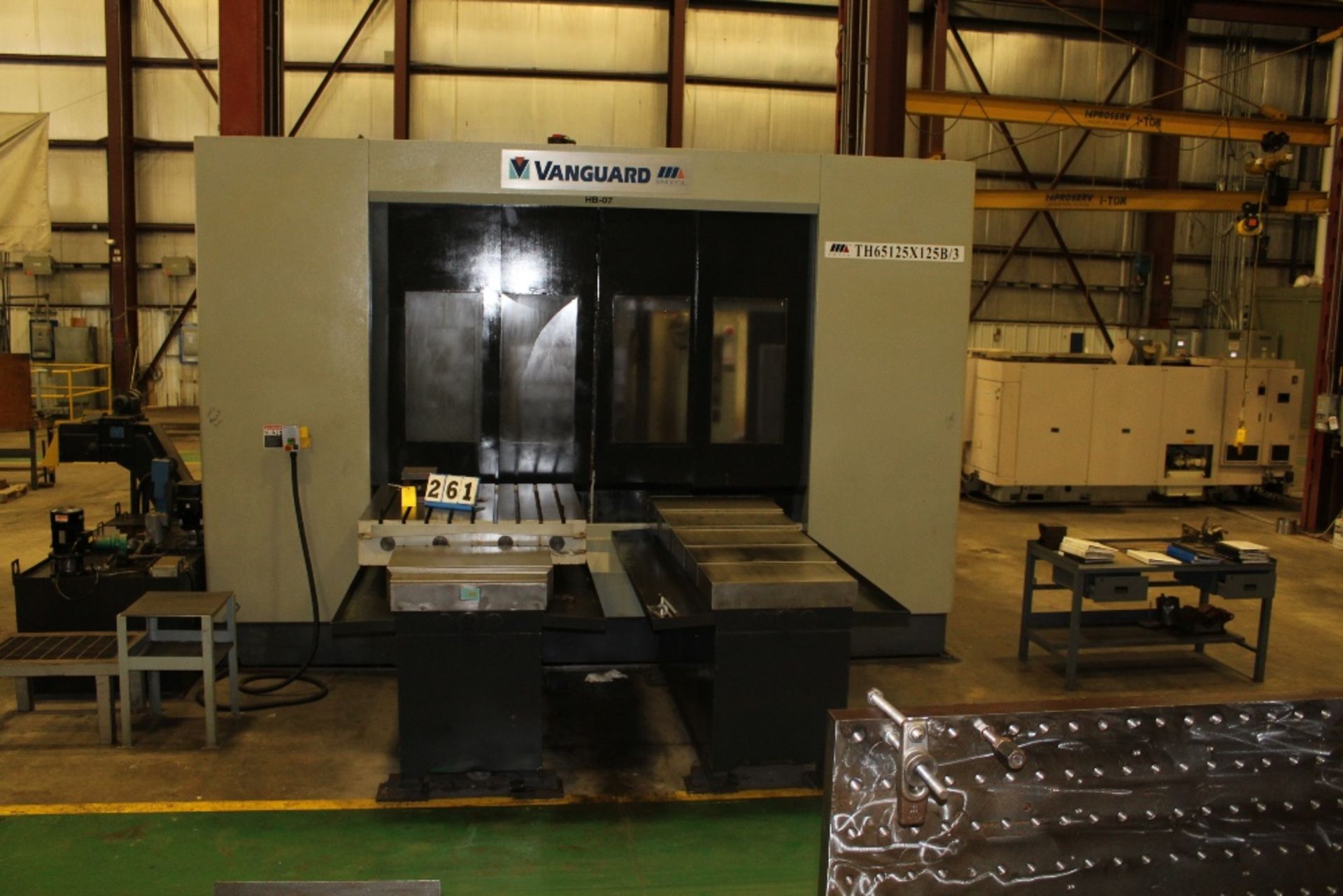 5" CNC VANGUARD TH65125X125B/3 HORIZONTAL MACHINING CENTER, W/ FANUC 18I-MB CNTRL, TWIN PALLET (49-